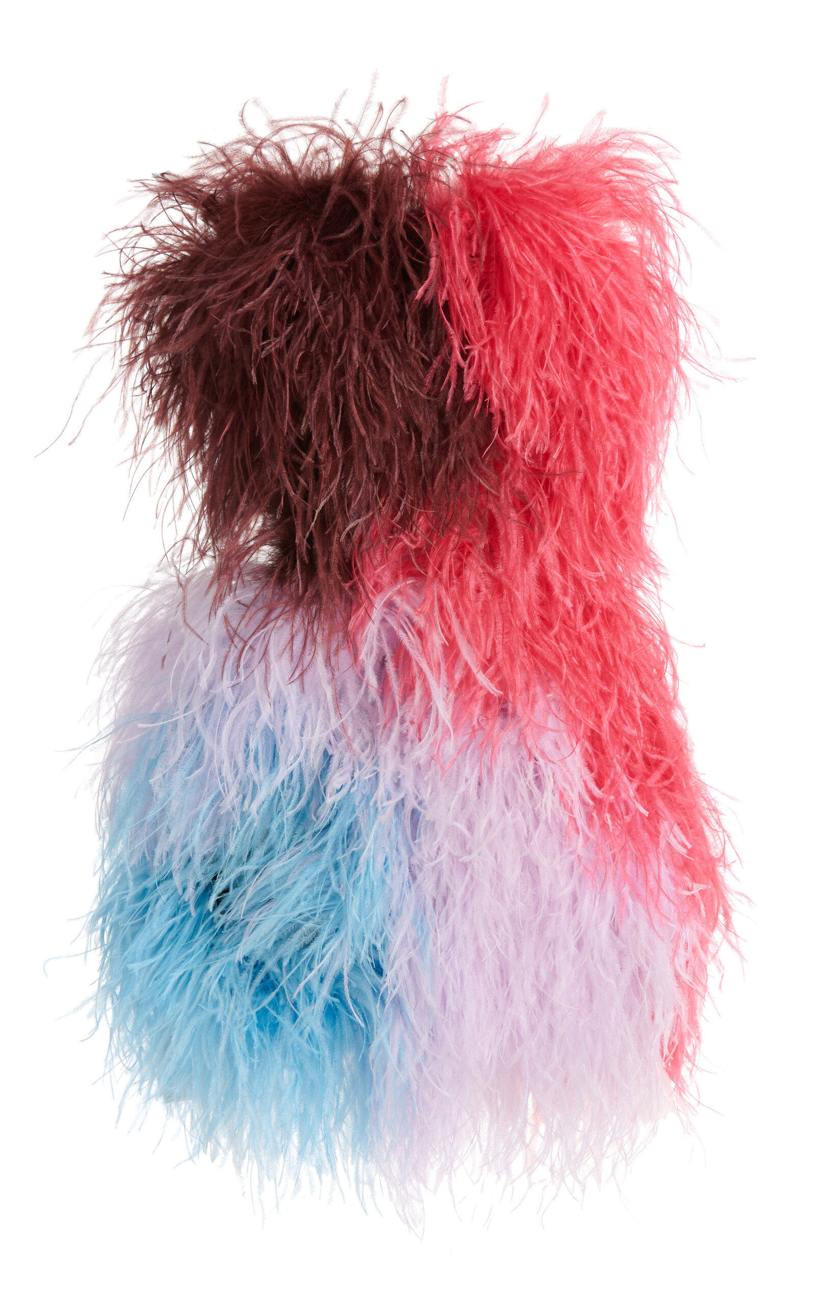 Shop Attico Keri Feathered Mini Dress In Multi