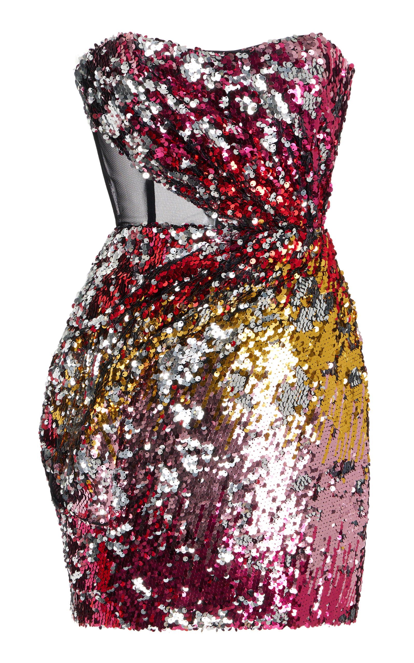 Halpern Exclusive Draped Sequin Bustier Mini Dress In Multi