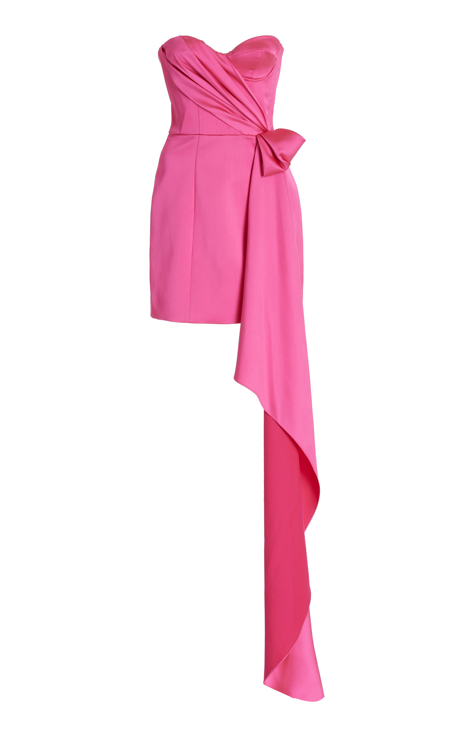 Halpern Exclusive Draped Satin Bustier Mini Dress In Pink