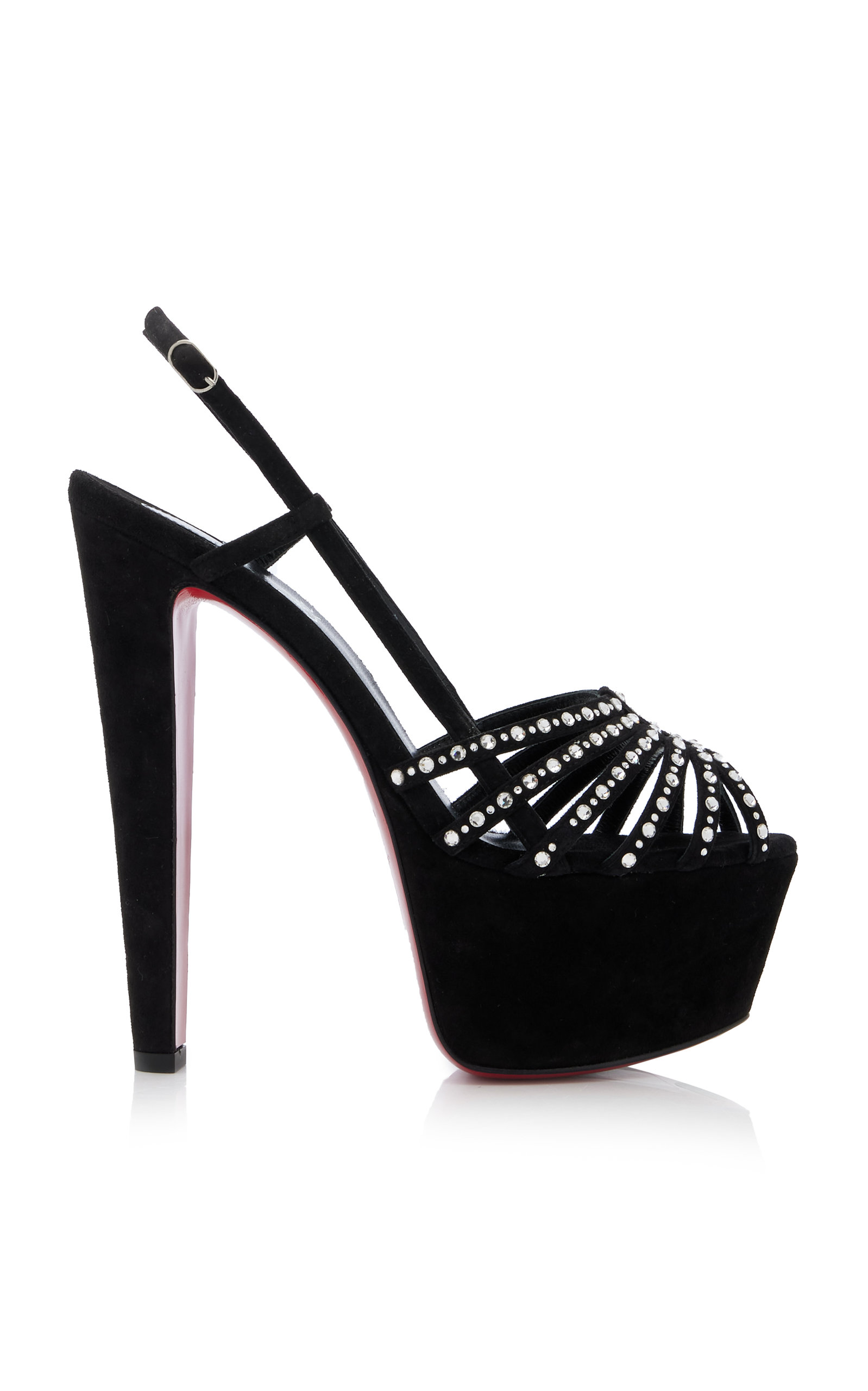 Christian Louboutin Women's Vegastrassima 160 Embellished Suede Platform Sandals In Black