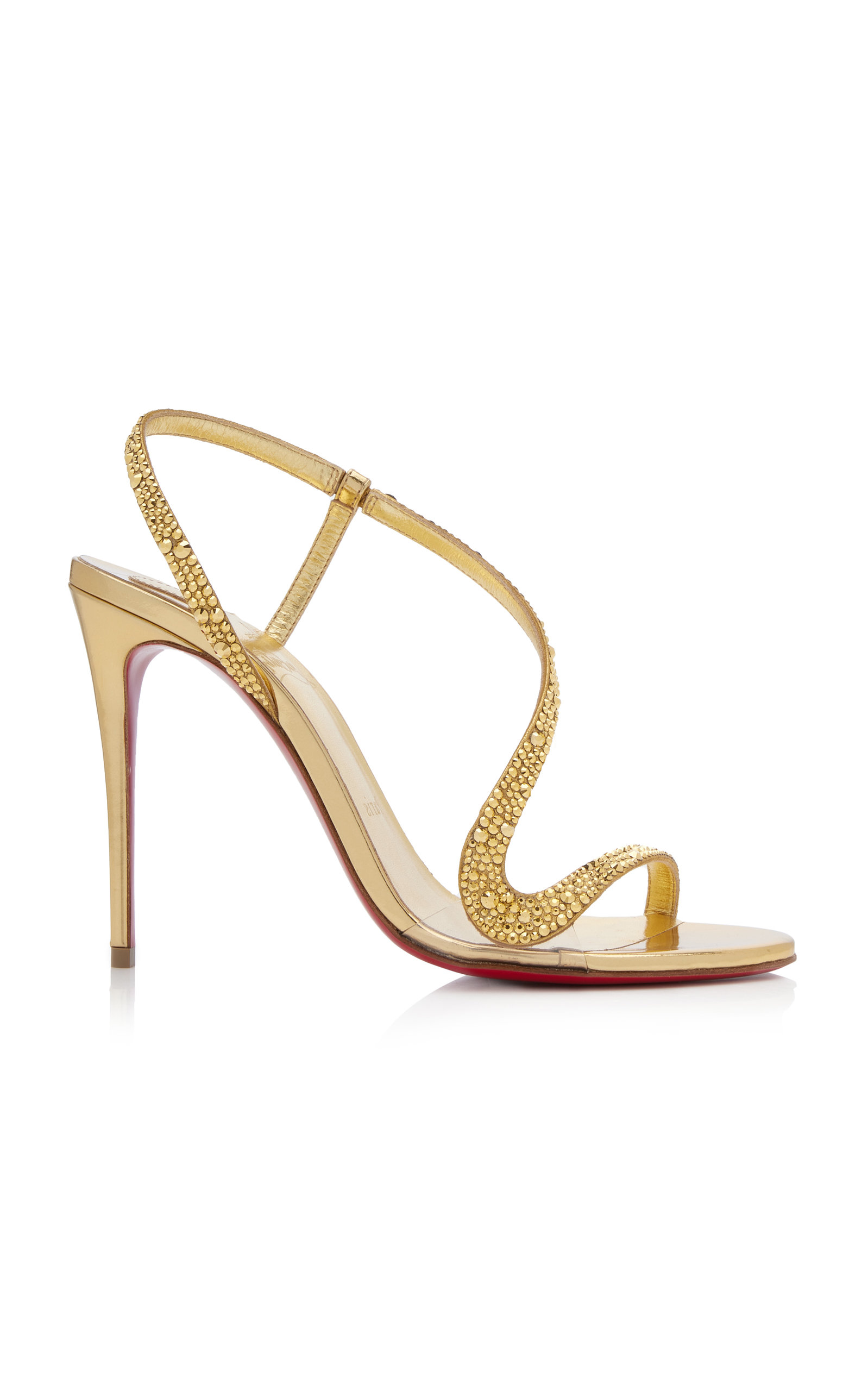 Christian Louboutin Rosalie 100mm Embellished Leather Sandals In Gold