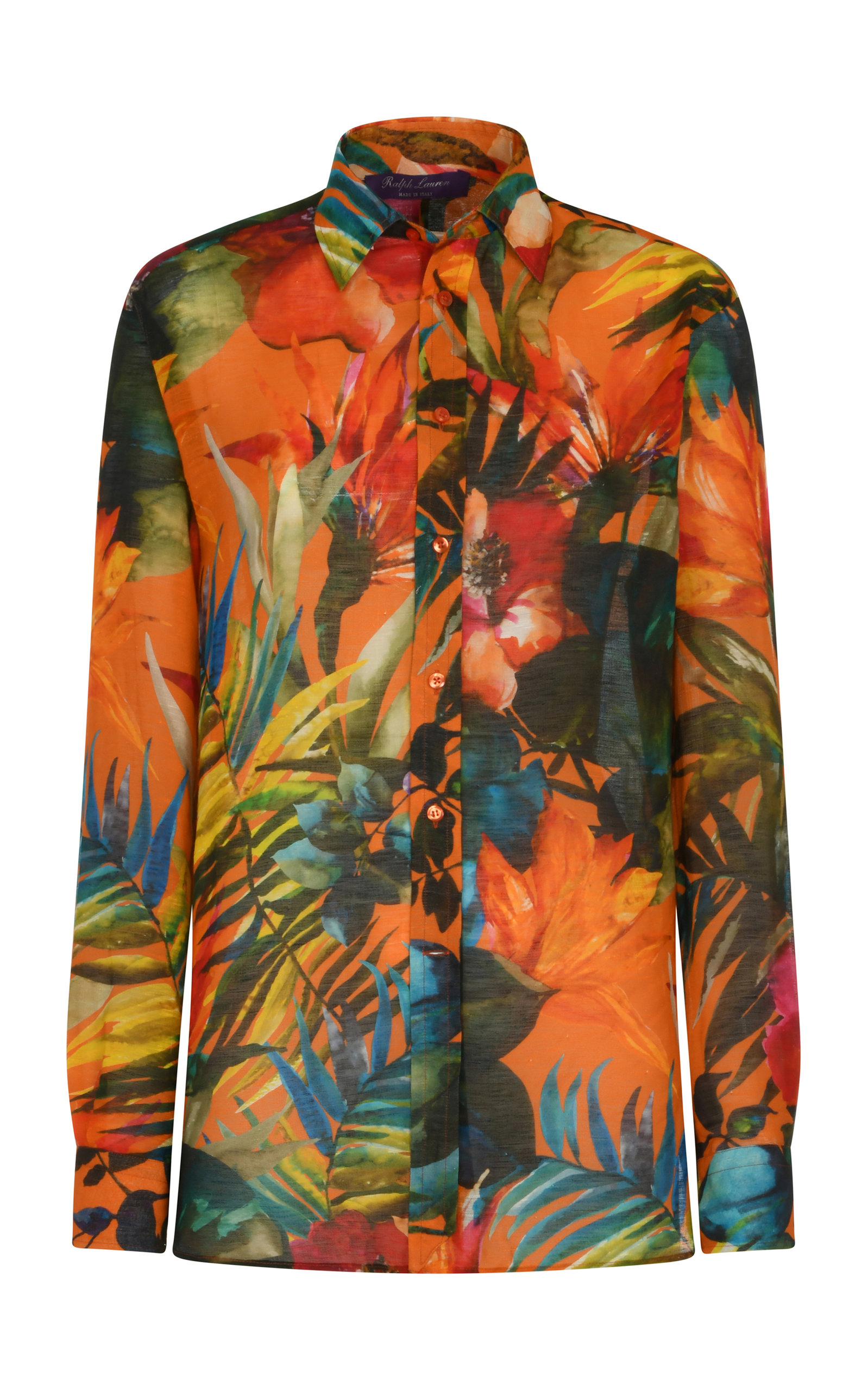 Ralph Lauren Adrien Tropical-print Collared Linen Shirt | ModeSens