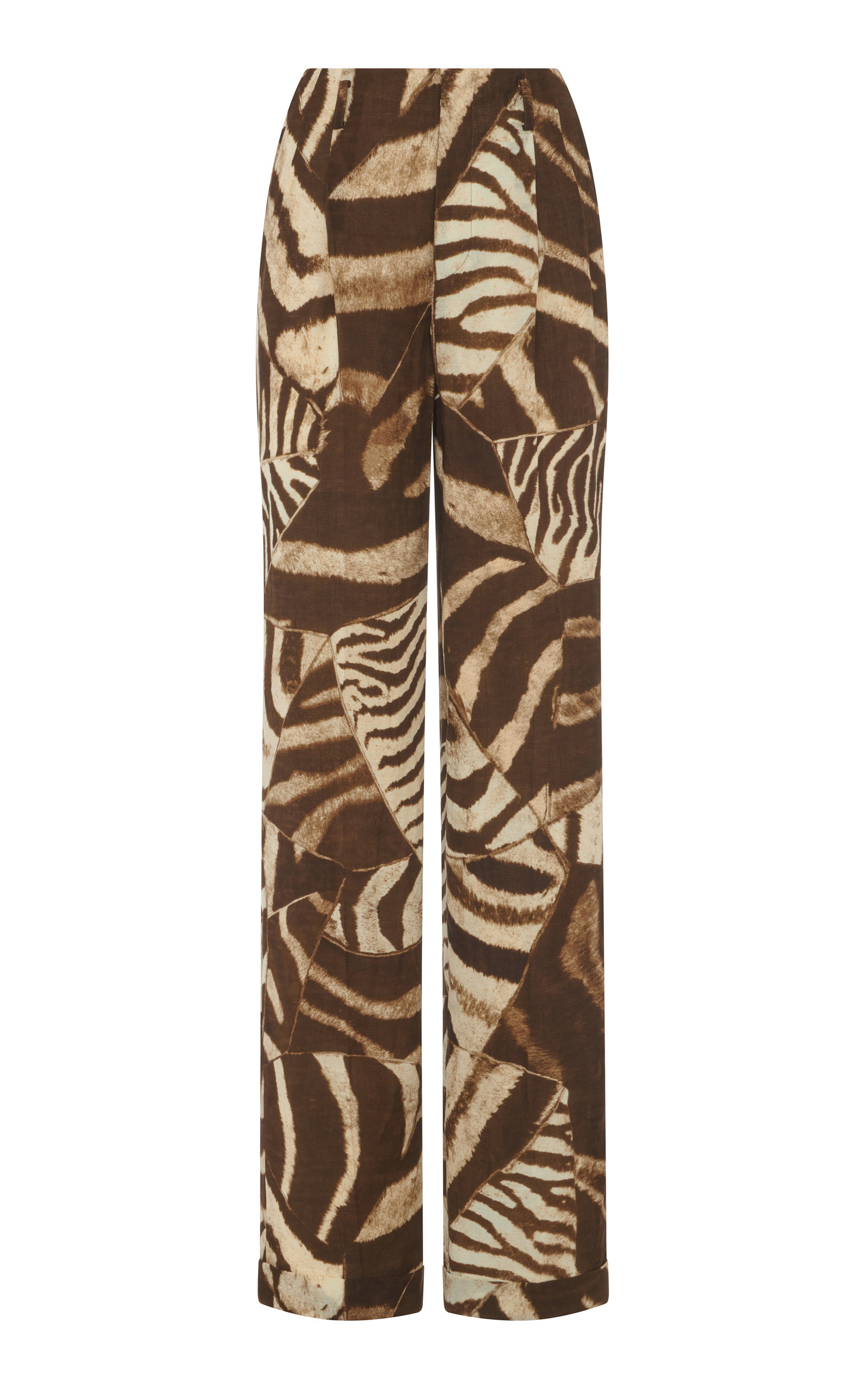 Polo Ralph Lauren Stamford Zebra-print Crepe Straight-leg Pants In Brown