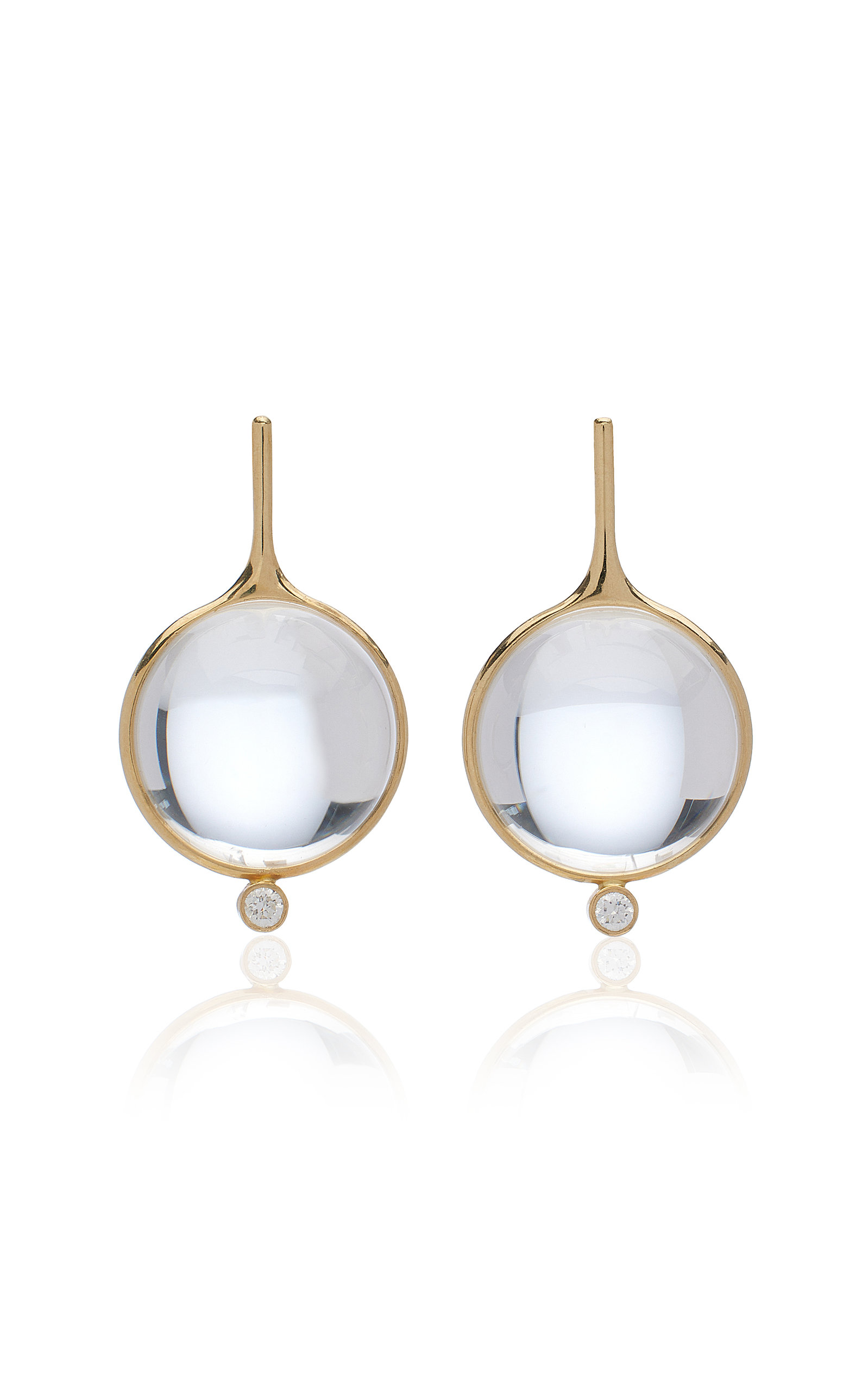 Cyril Lucent 14k Yellow Gold Quartz; Diamond Earrings