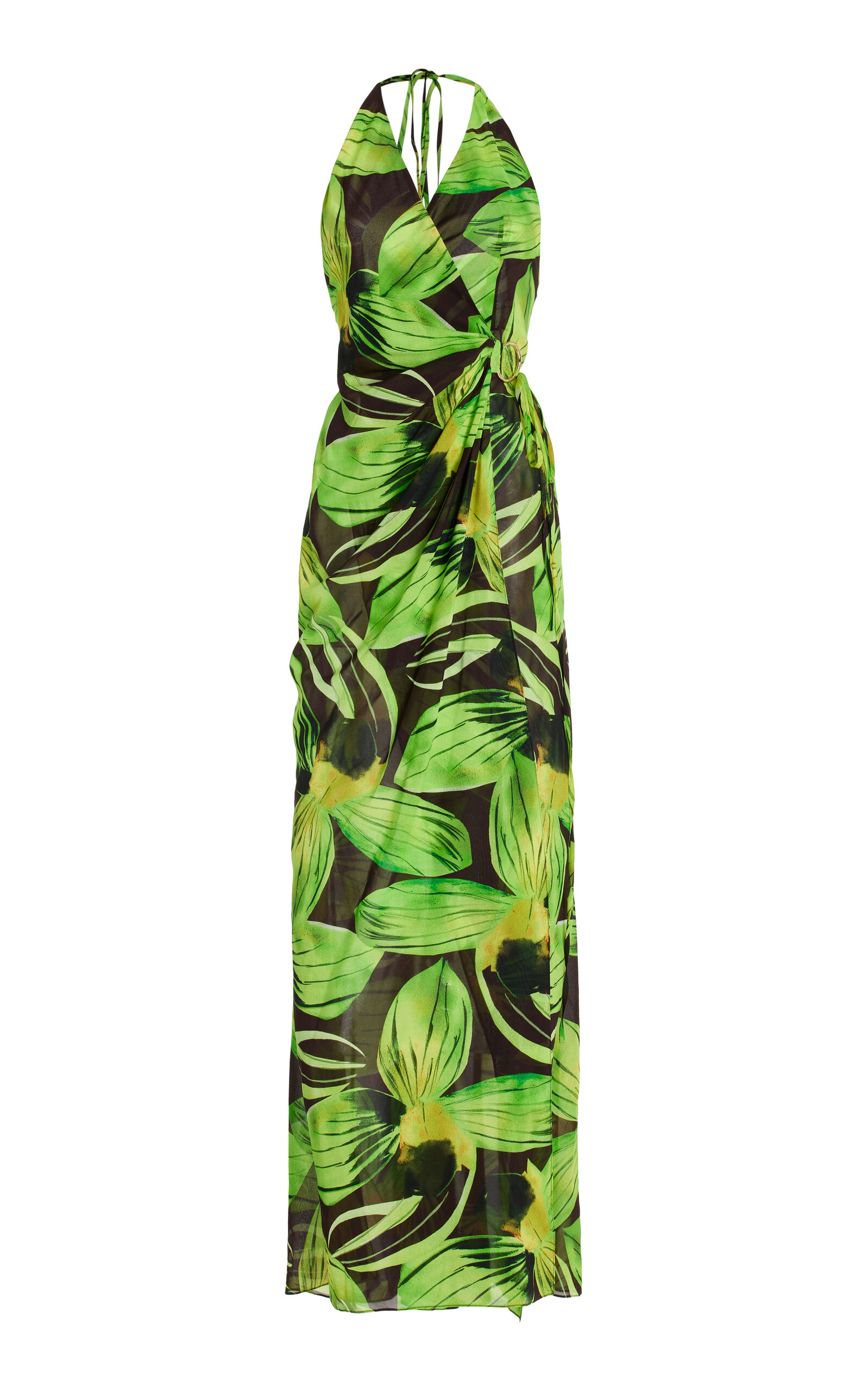 LOUISA BALLOU KING TIDE STRETCH-SILK MAXI DRESS