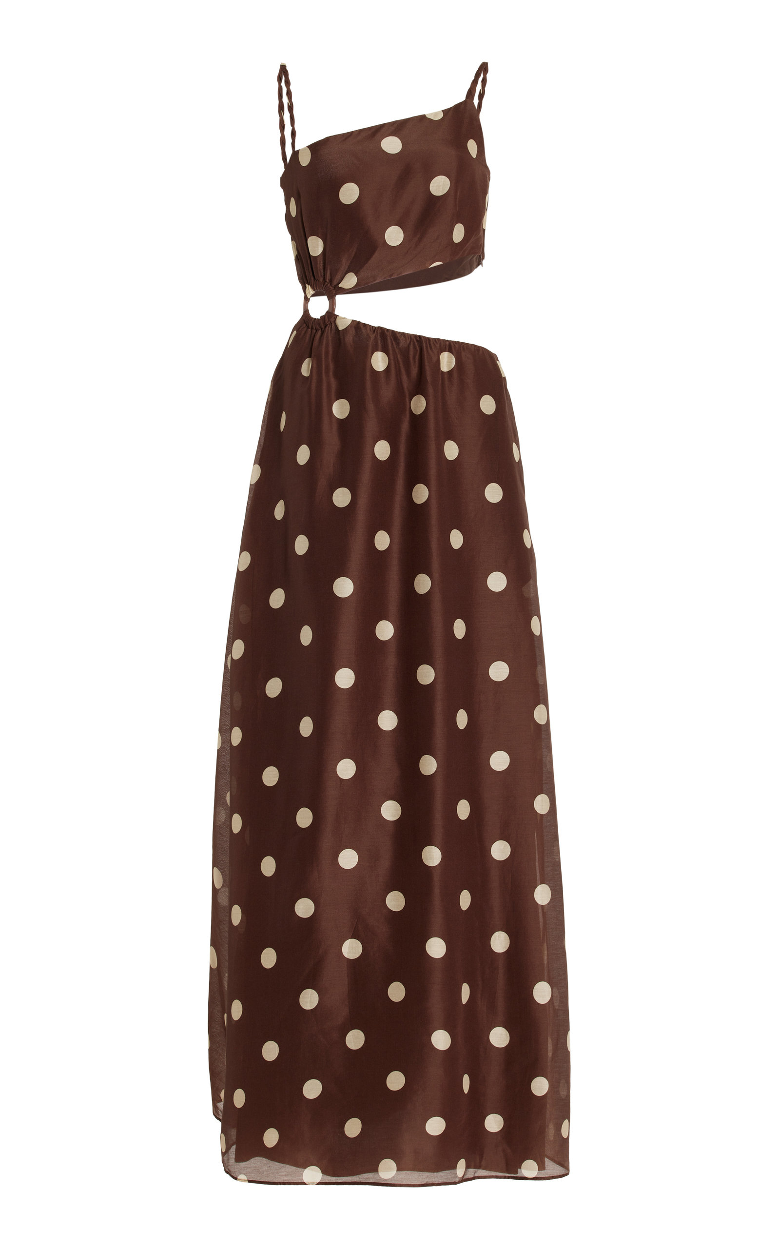 SIR Vivi Asymmetric Cotton-Silk Maxi Dress - Brown