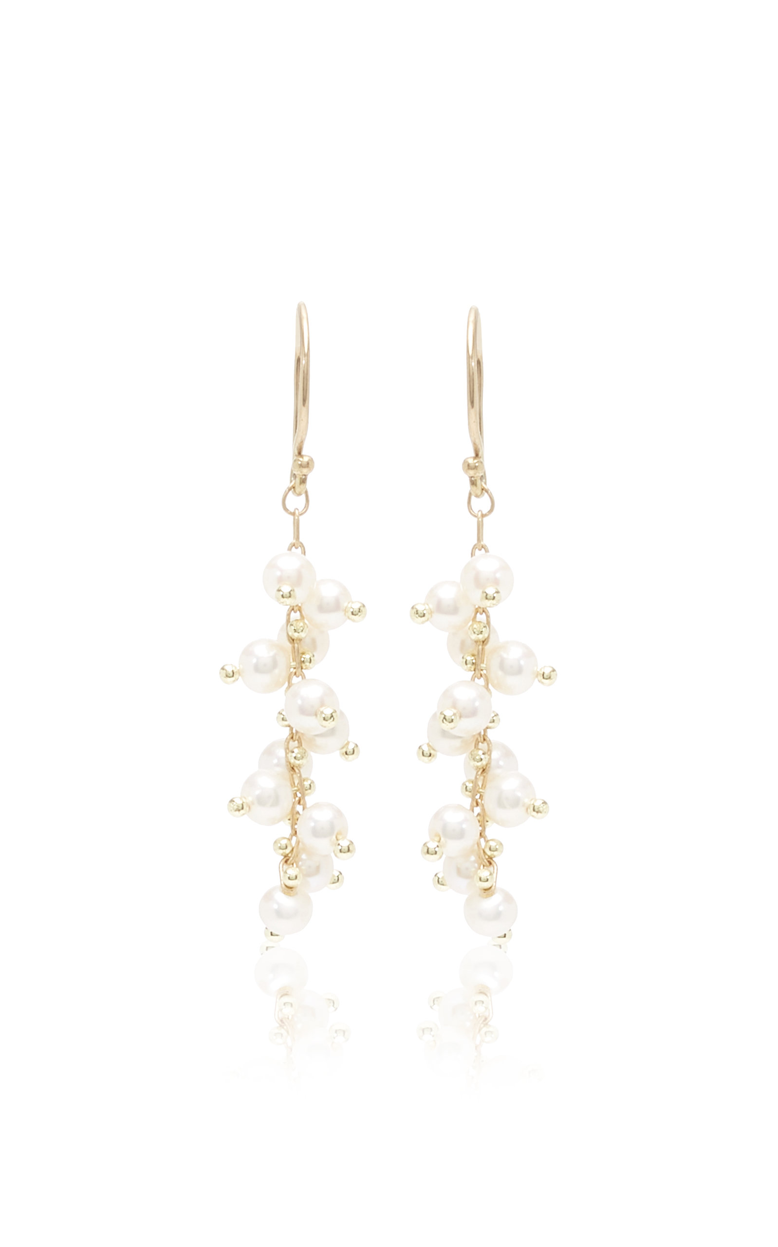 Short Spiral 18K Yellow Gold Pearl Earrings