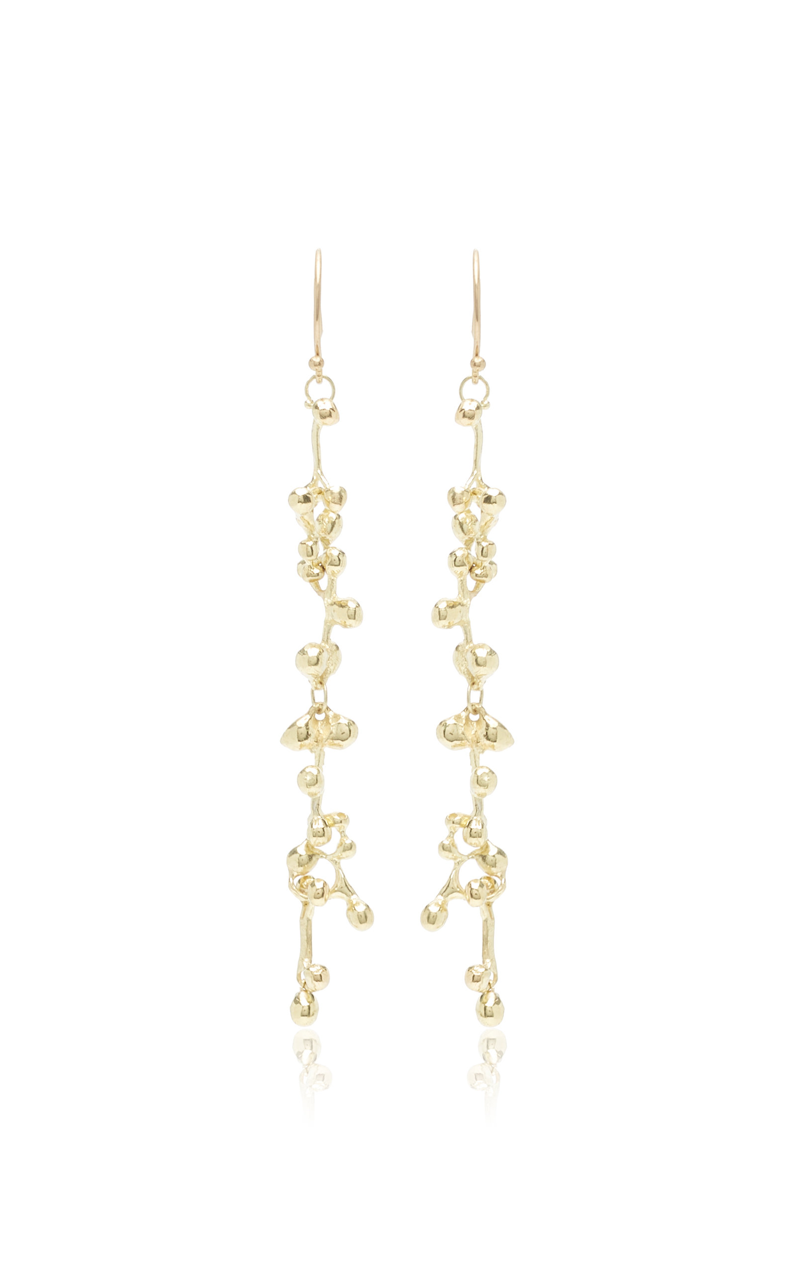 Long Molten Cluster 18K Yellow Gold Earrings