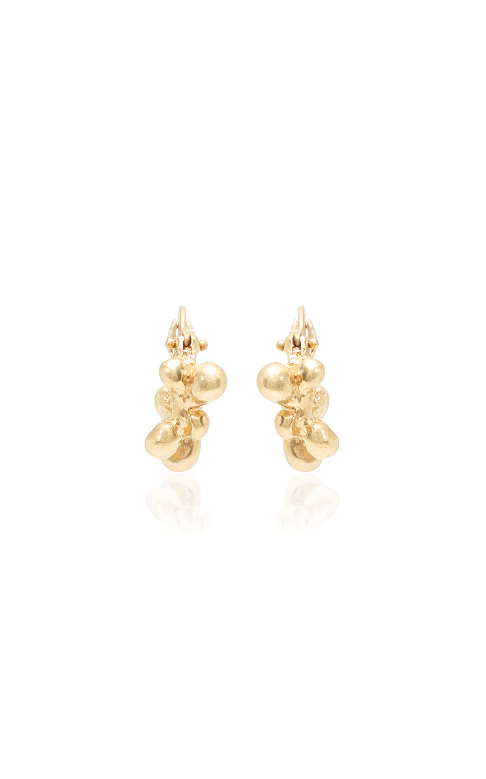 Molten Cluster 10K Yellow Gold Hoop Earrings