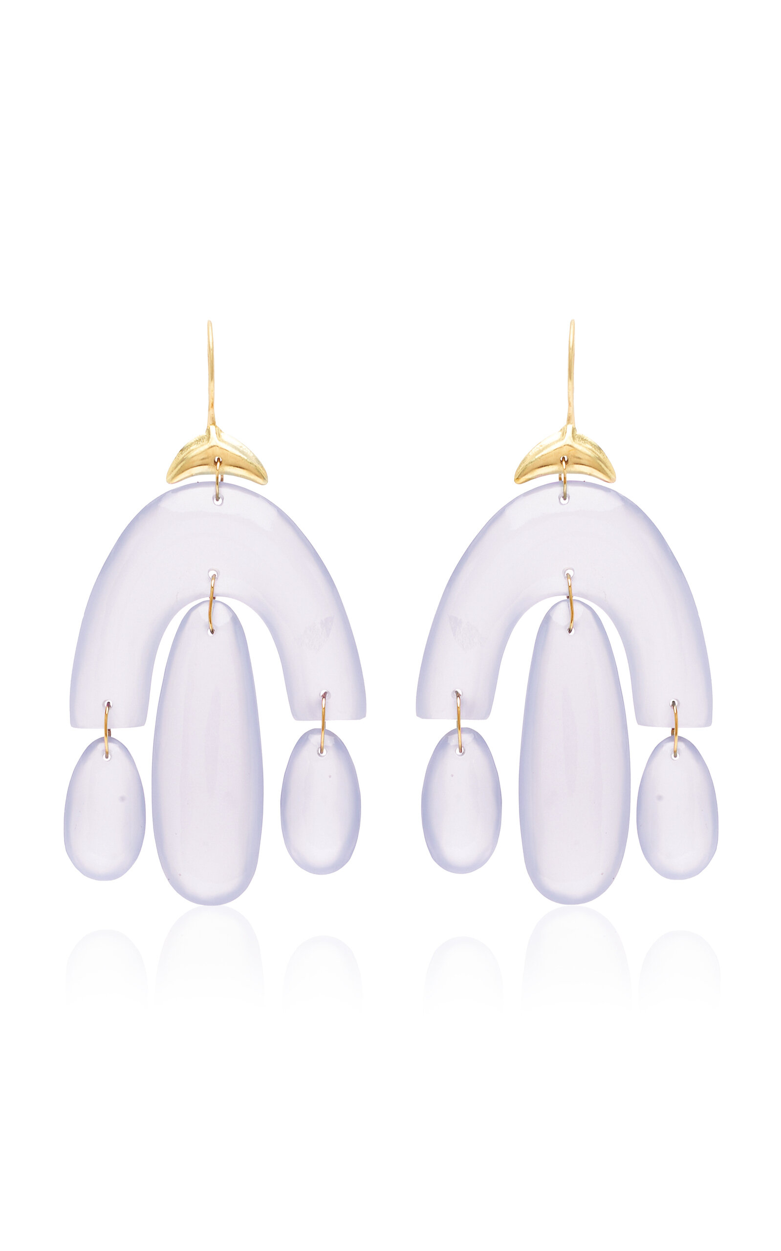 Mini 18K Yellow Gold Chalcedony Earrings