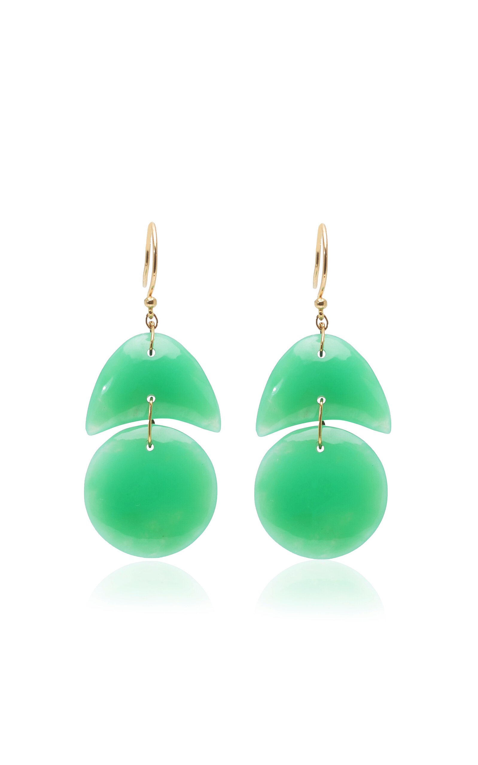 Tiny Arps 18K Yellow Gold Chrysoprase Earrings