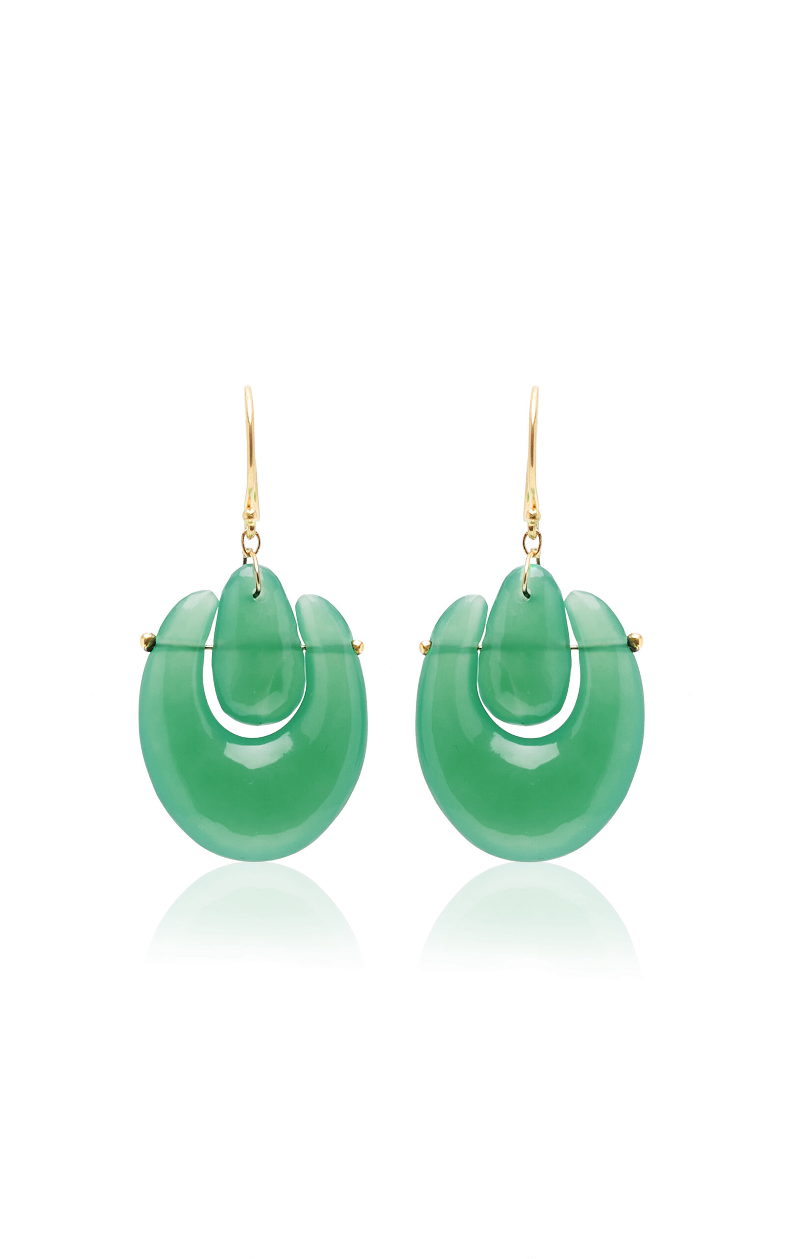 Small O'Keefe 18K Yellow Gold Chrysoprase Earrings
