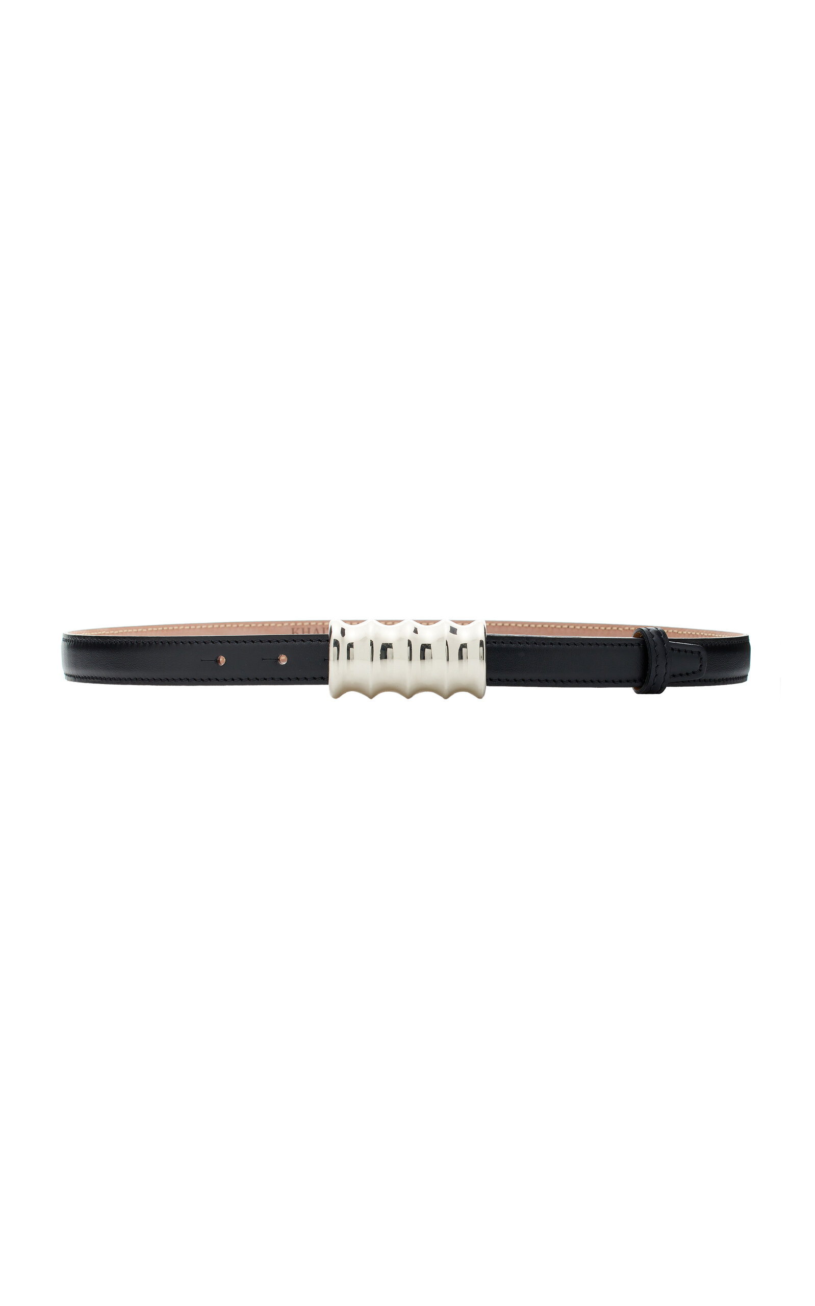 Khaite Julius Small Leather Belt - Black - 70 cm