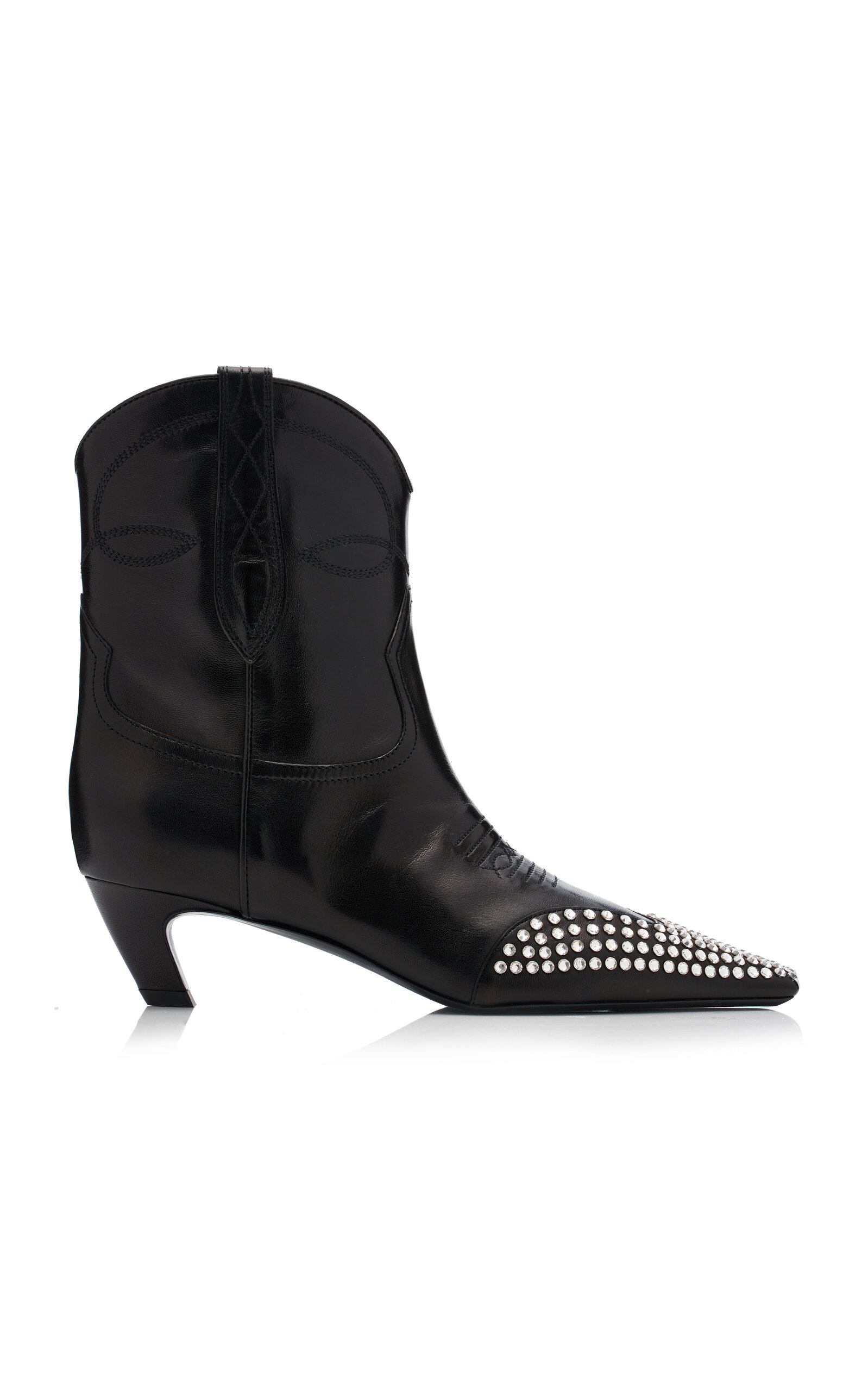 Khaite Dallas Crystal-Embellished Leather Ankle Boots - Black