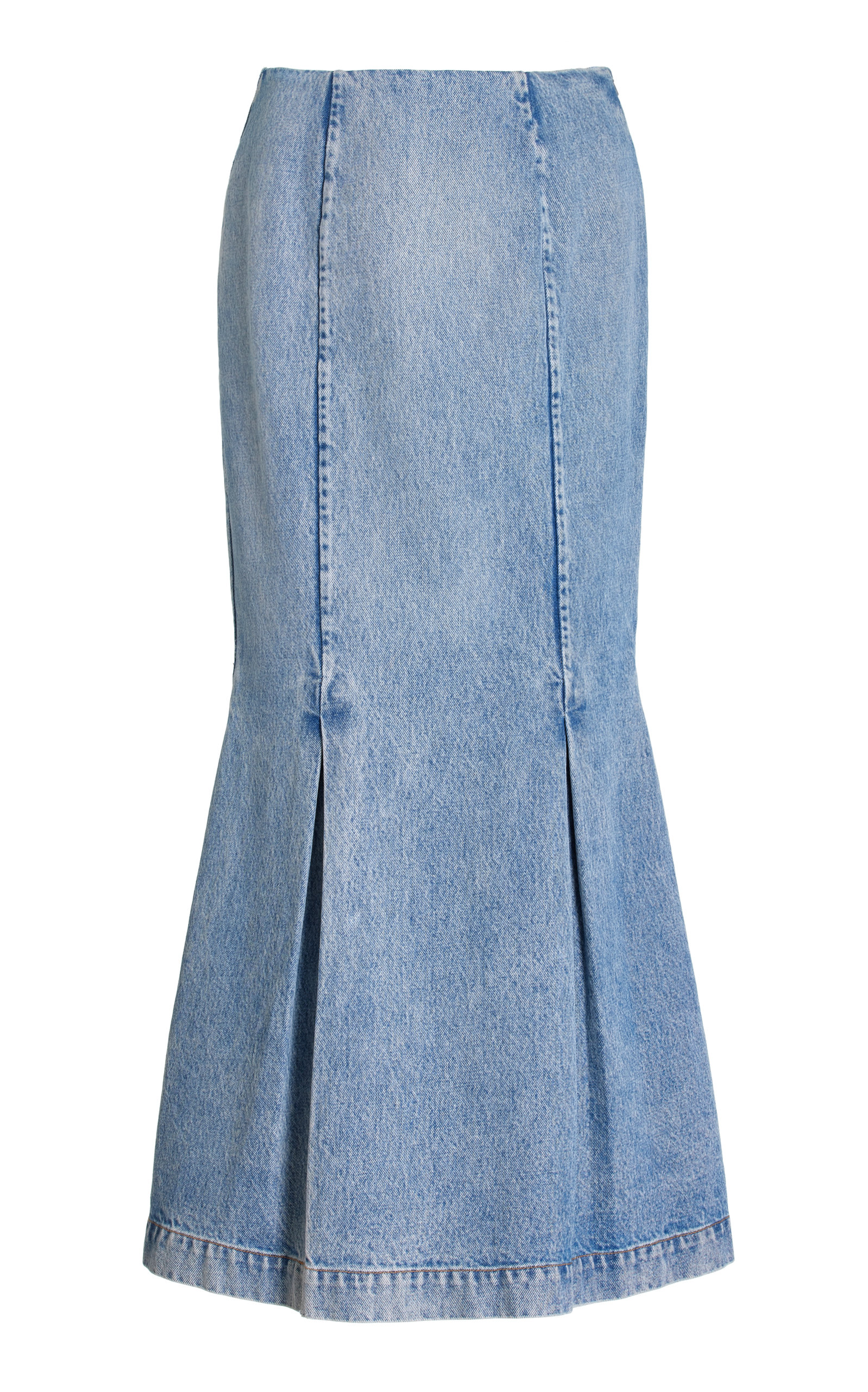 Khaite Levine Denim Midi Skirt - Light Wash