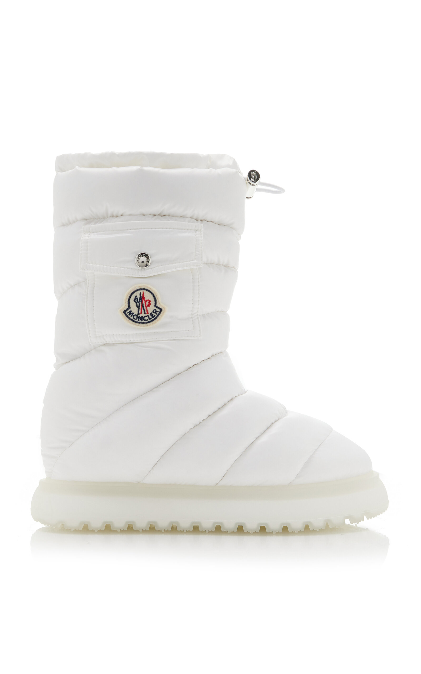 Moncler Gaia Quilted Nylon Pocket Snow Boots In White