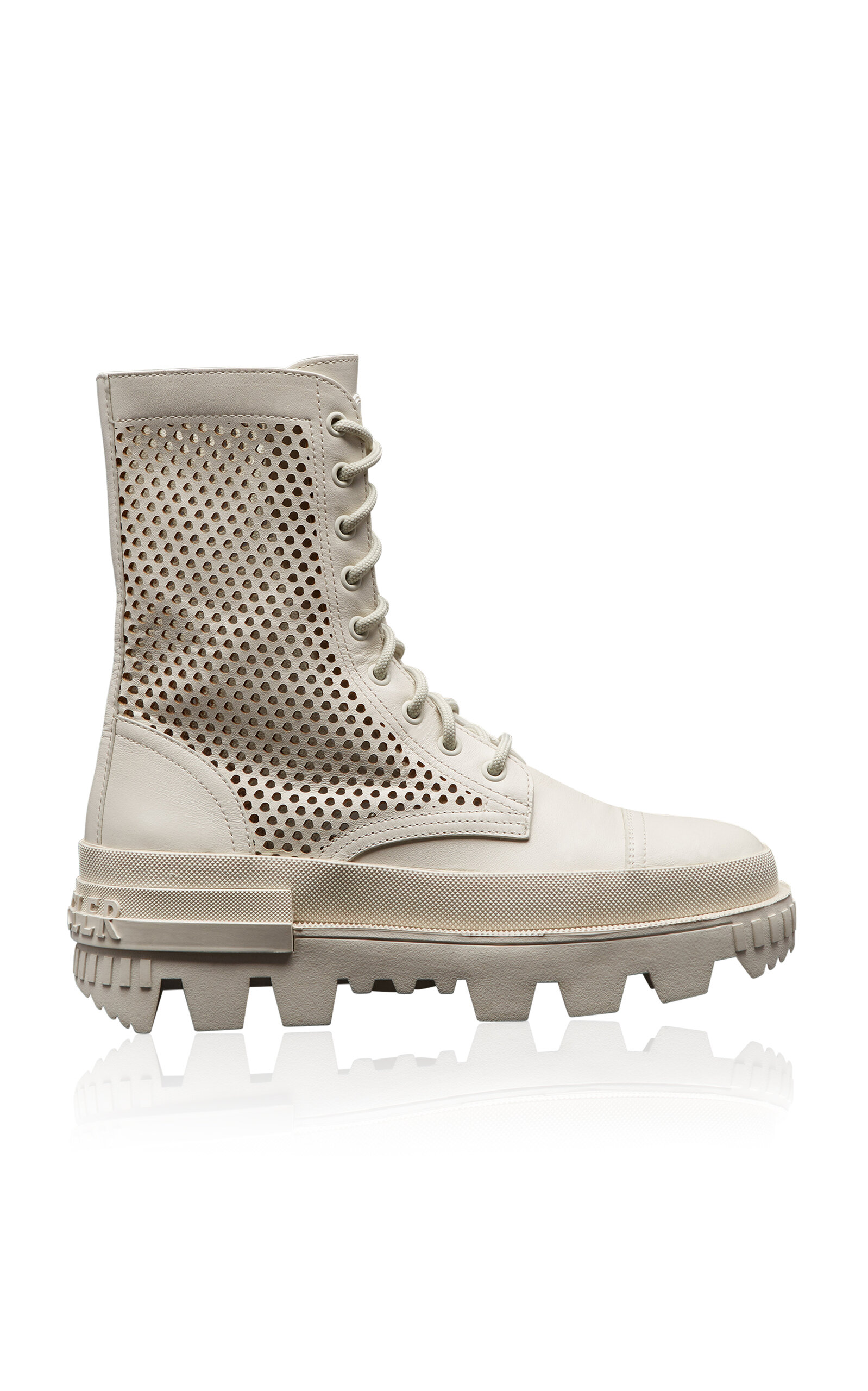 Moncler Carinne Leather Ankle Boots In White