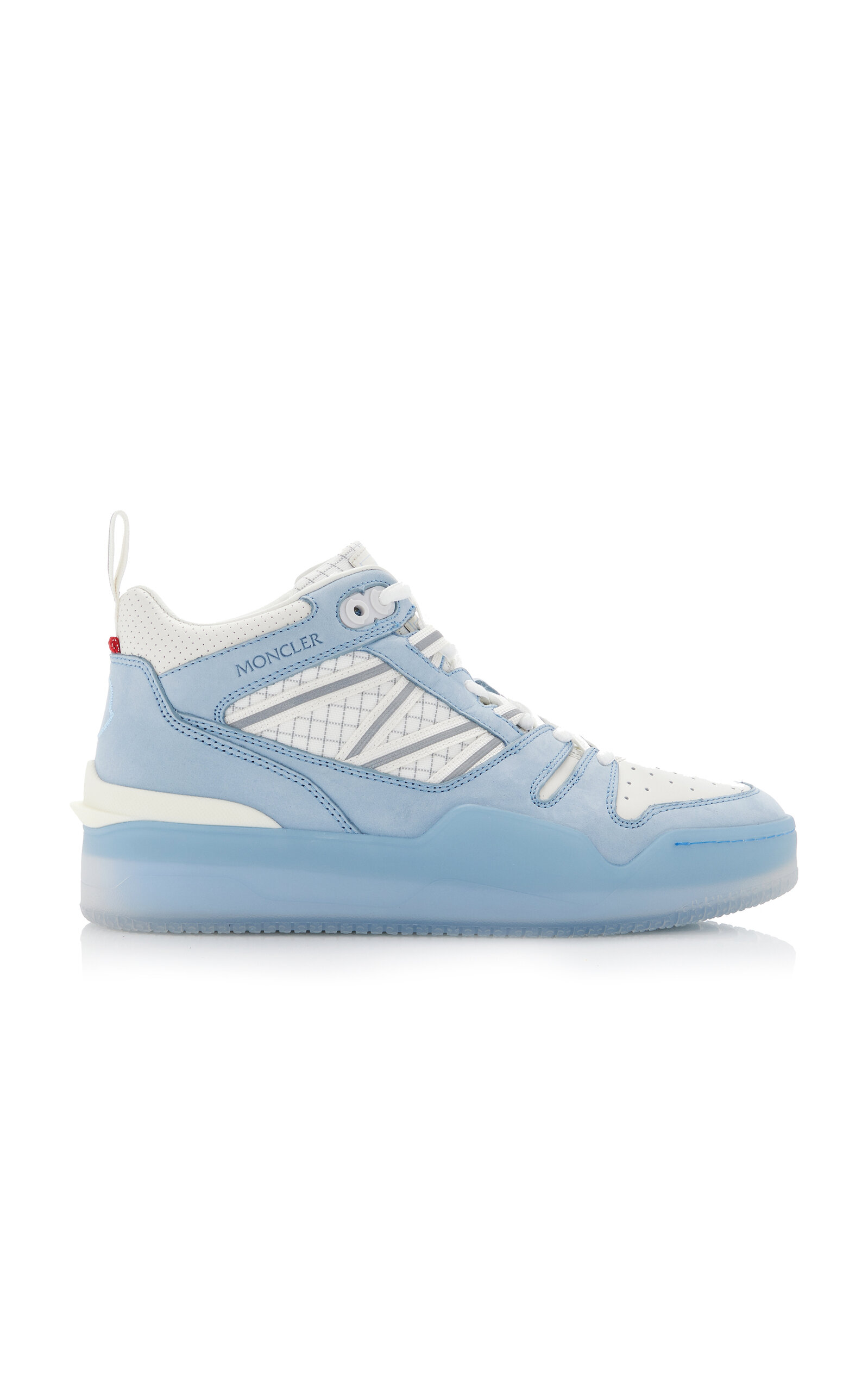 Moncler Pivot Leather High Top Sneakers In Blue