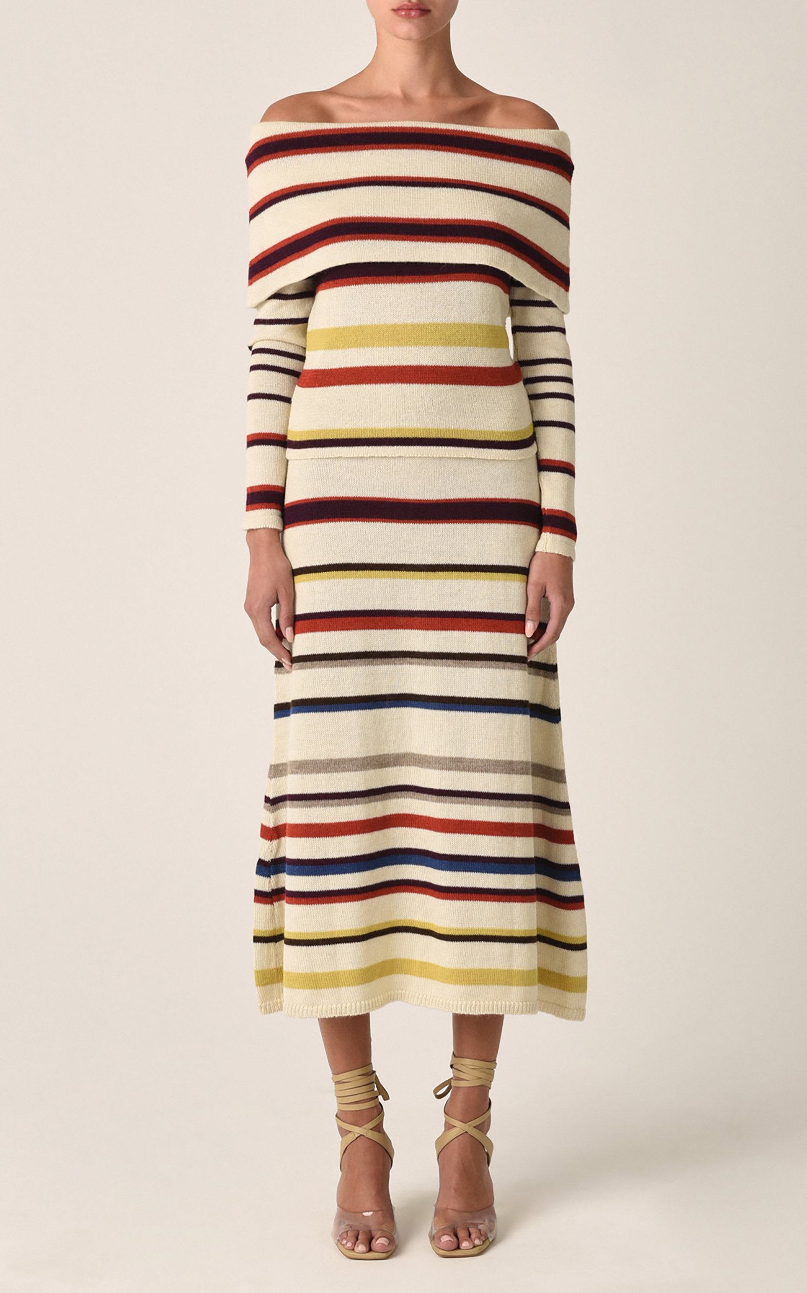 Silvia Tcherassi Brie Alpaca Midi Skirt - Stripe