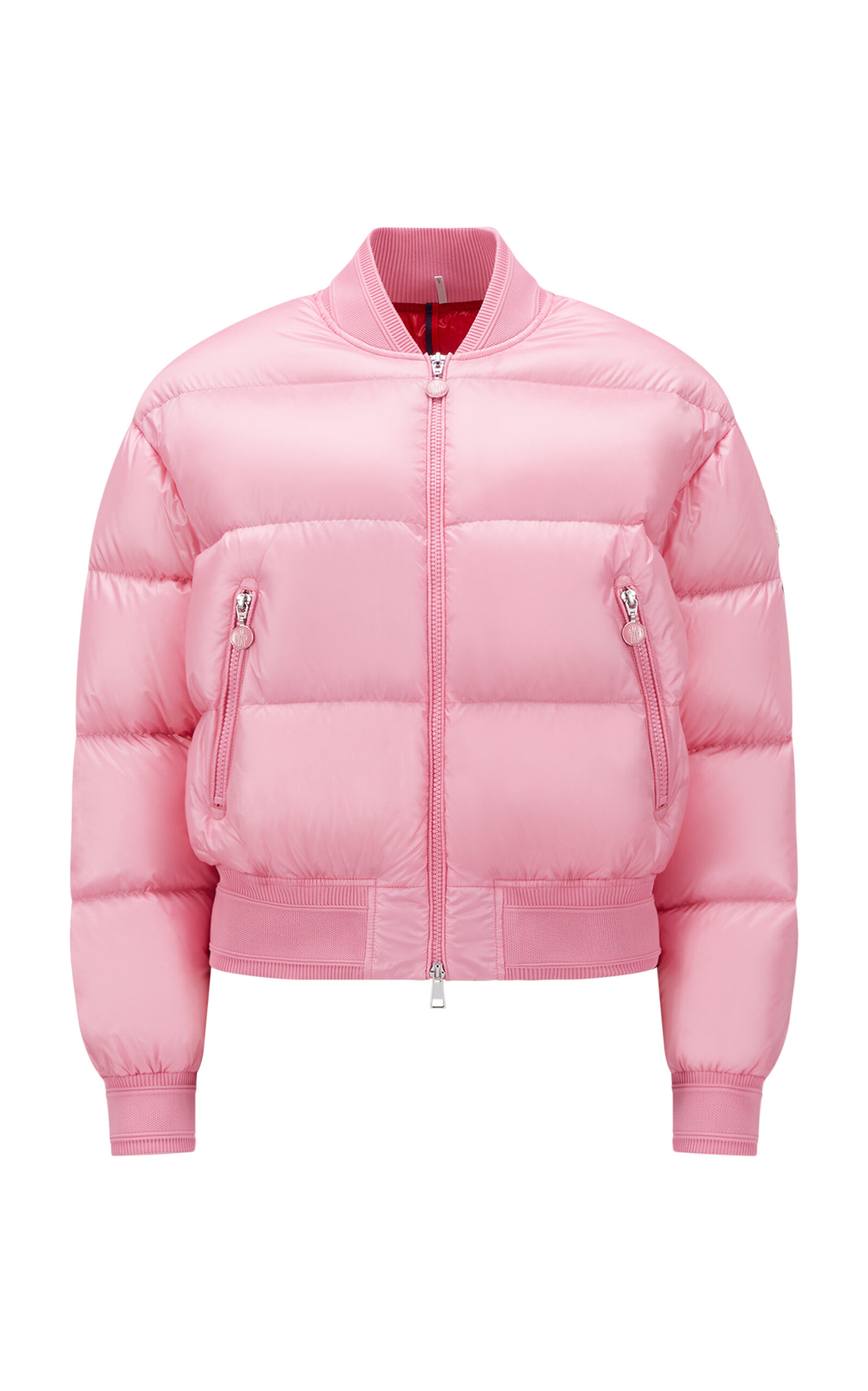 Shop Moncler Merlat Down Bomber Jacket In Pink