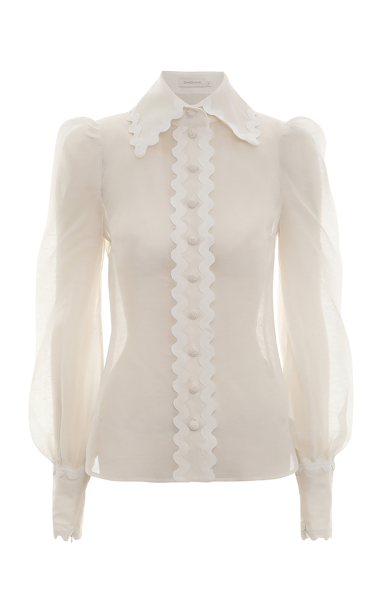 Zimmermann High Tide Ribbon-Trimmed Linen-Silk Shirt - White - Women's Clothing