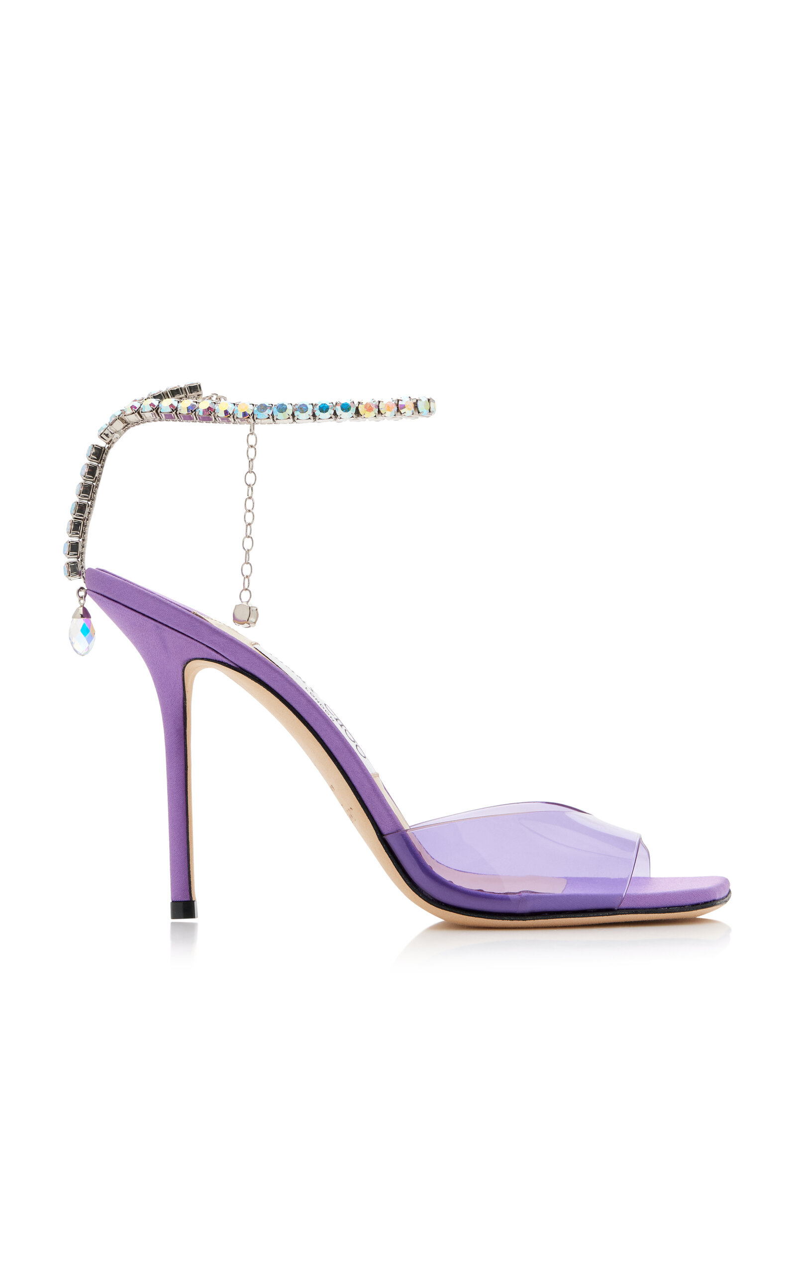 Jimmy Choo Purple Saeda 100 Crystal Chain Embellishment Heels In Purple