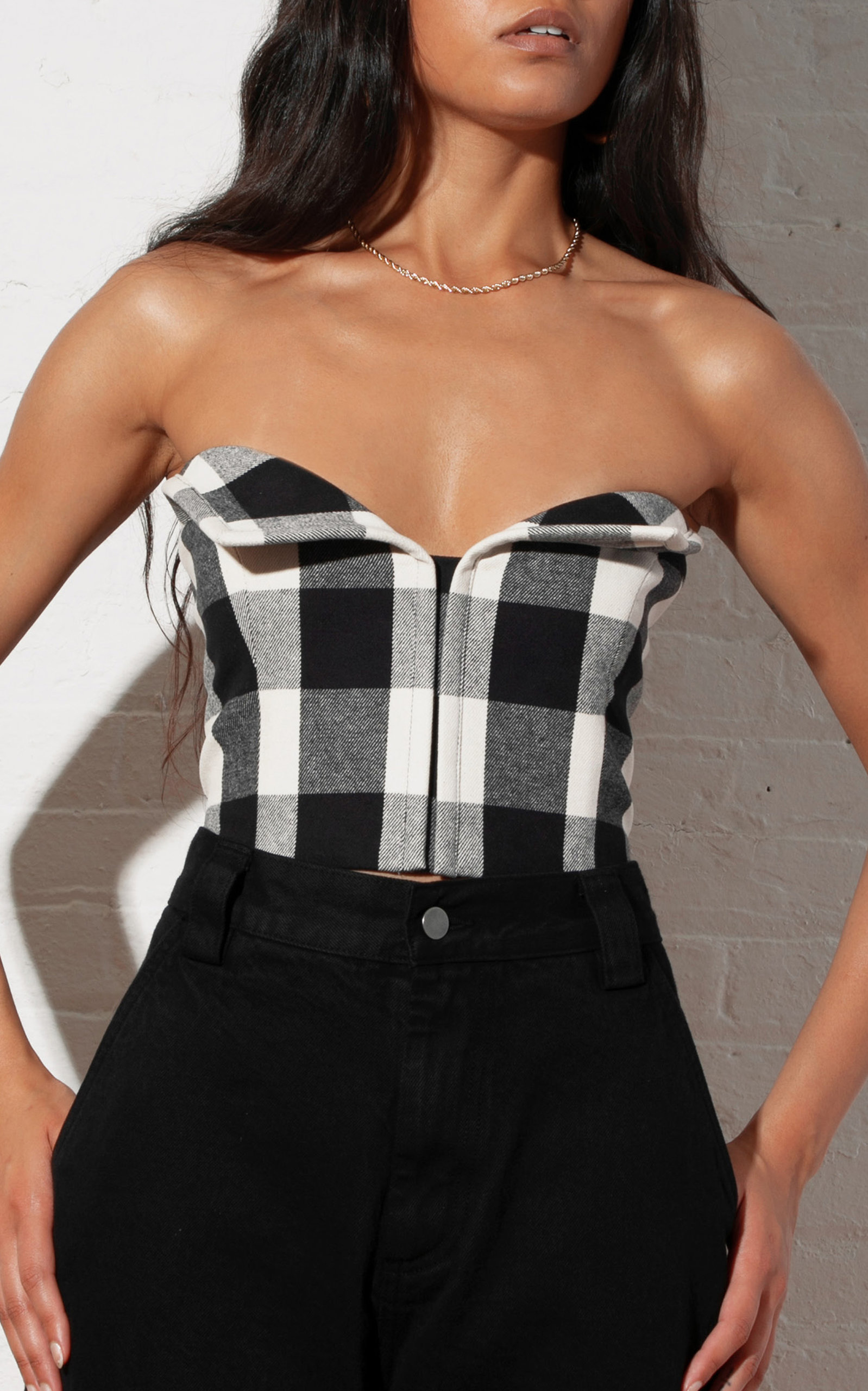Mara Hoffman Layne Strapless Cotton Top - Black/white