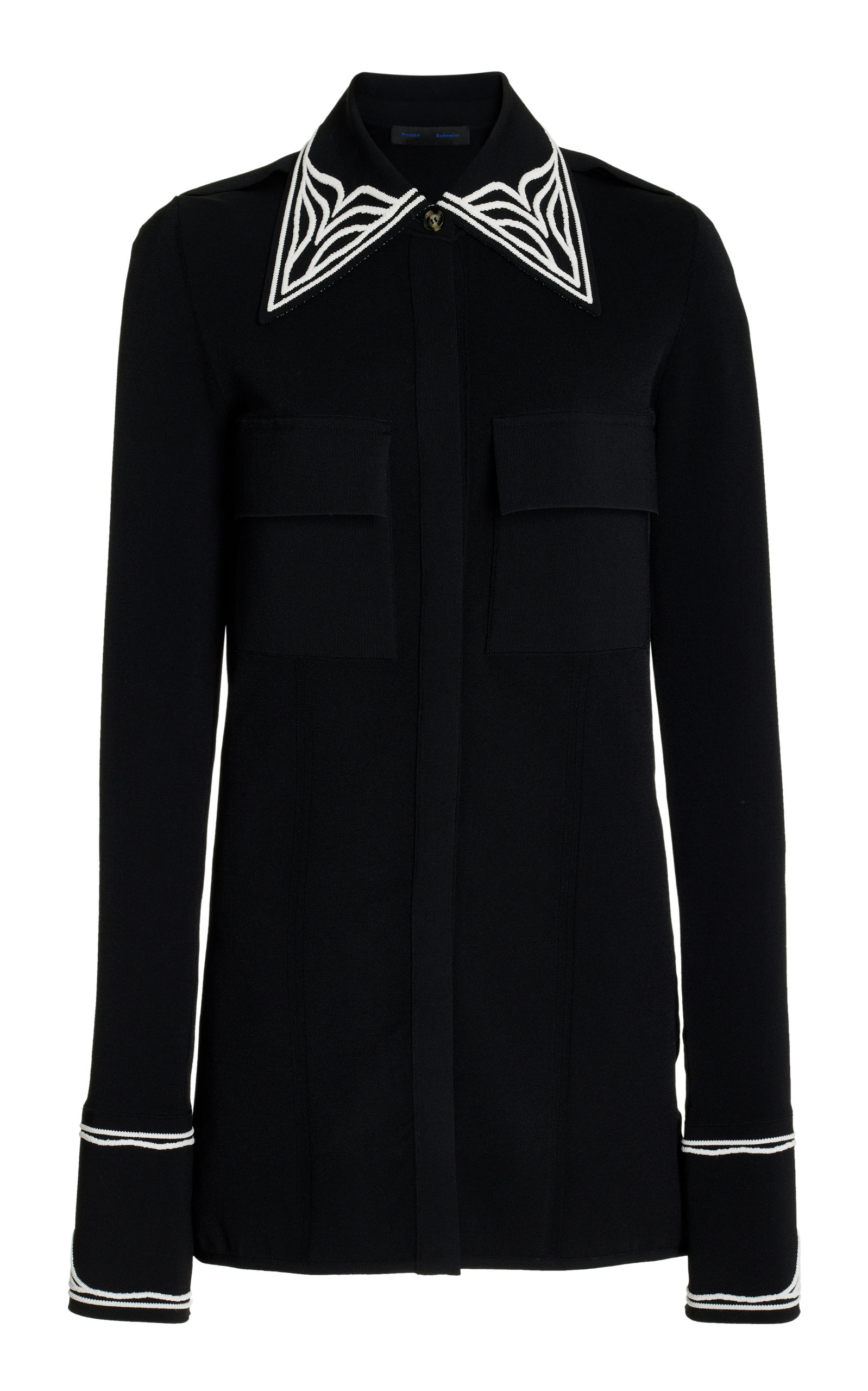 Proenza Schouler - Women's Embroidered Jacquard Knit Shirt - Black - XS - Moda Operandi