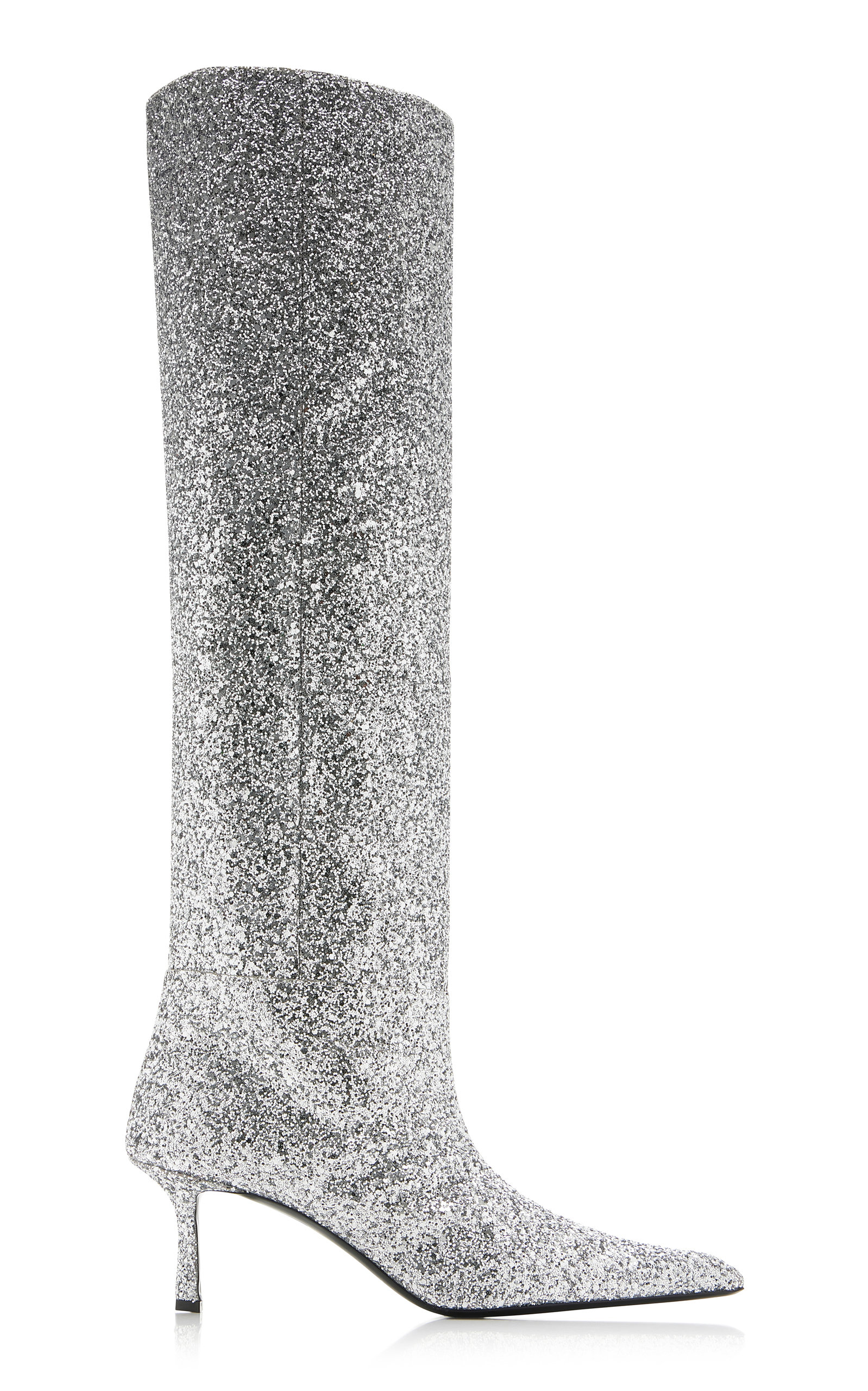 ALEXANDER WANG VIOLA GLITTERED LEATHER KNEE BOOTS