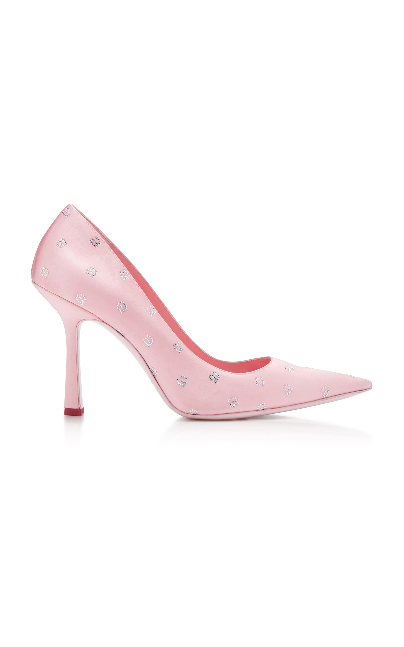 Alexander Wang Women's Delphine 105 Crystal Monogram Satin Pumps In Pink