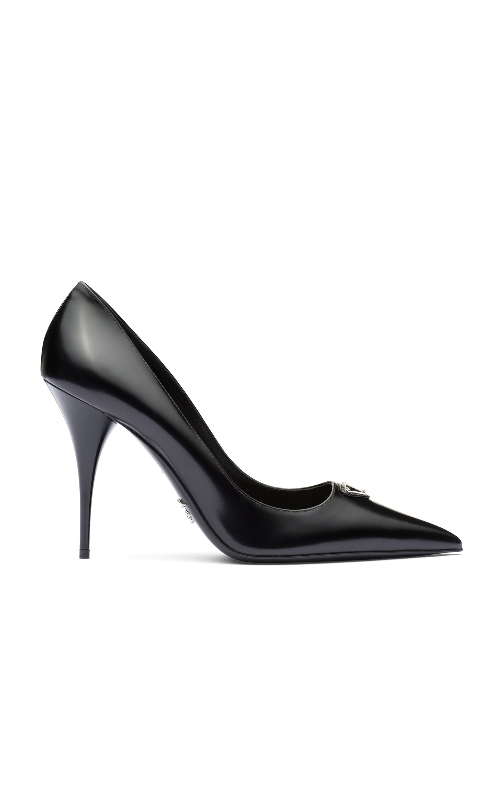 Prada Leather Logo Pumps In Black