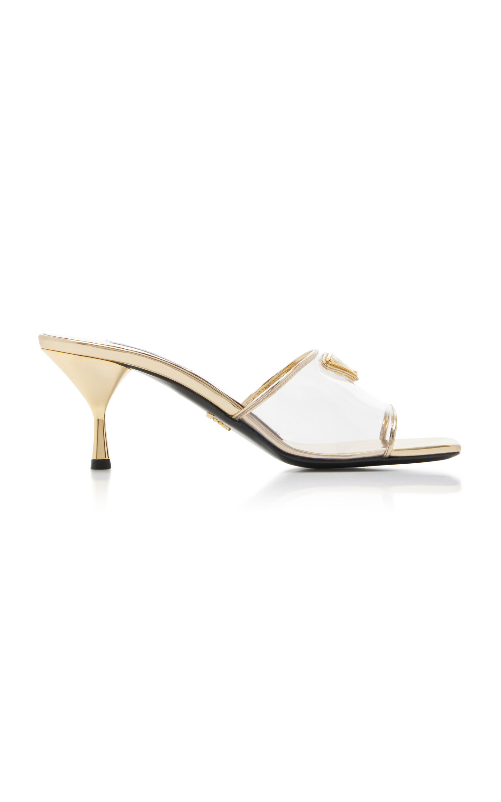 Prada Logo-Detailed PVC Mules - Gold - Women's Shoes