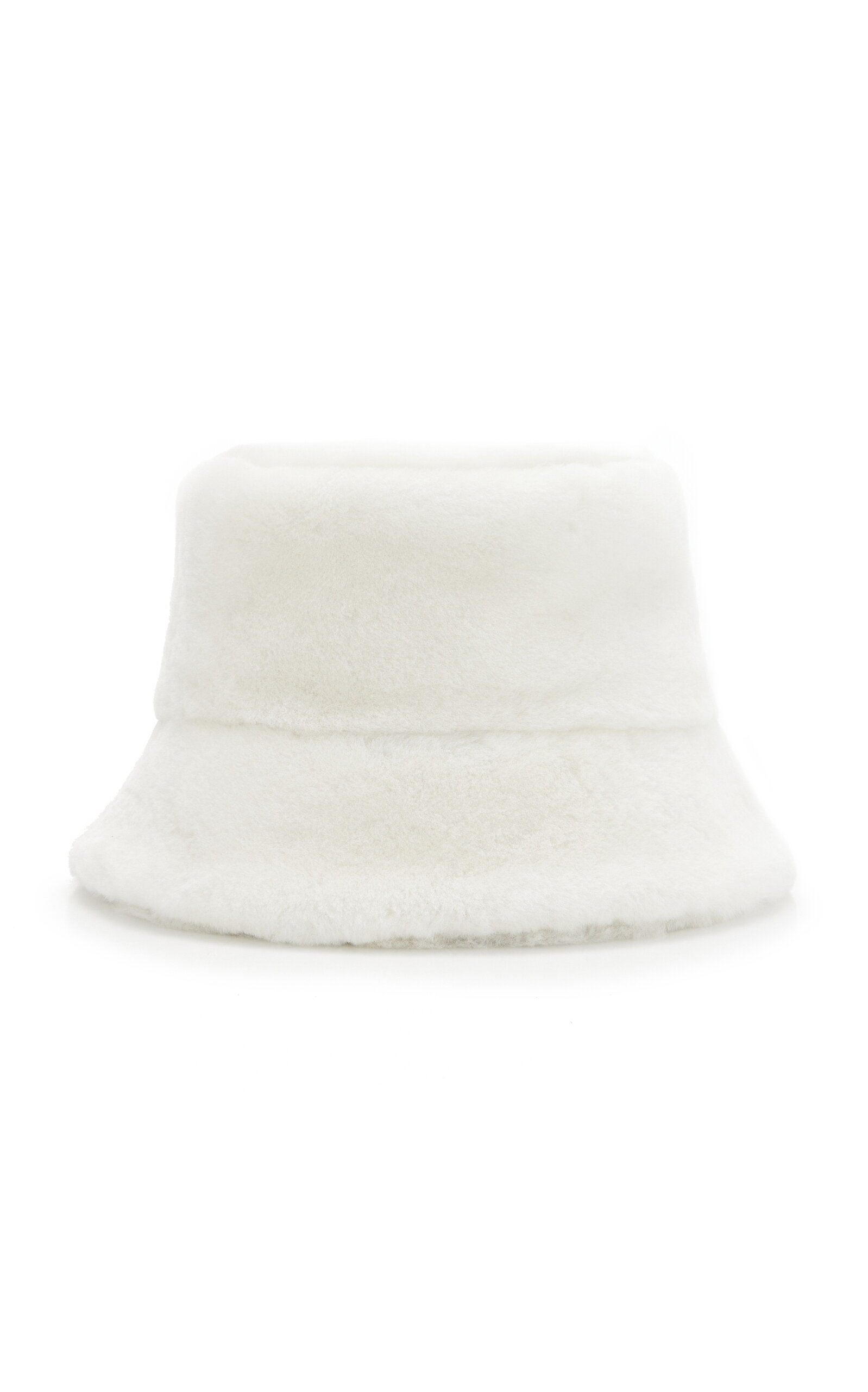 Shop Prada Shearling Bucket Hat In White