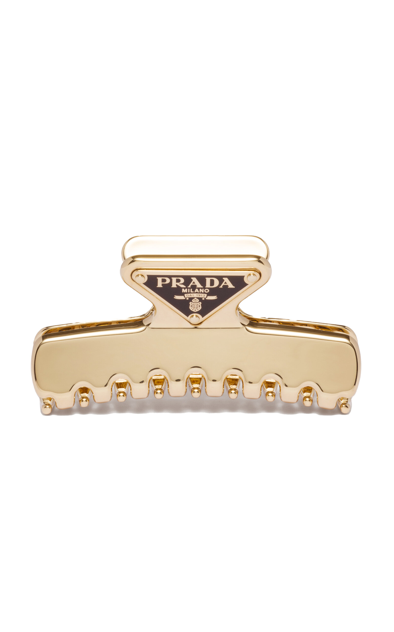 Shop Prada Metal Hair Clip In Gold