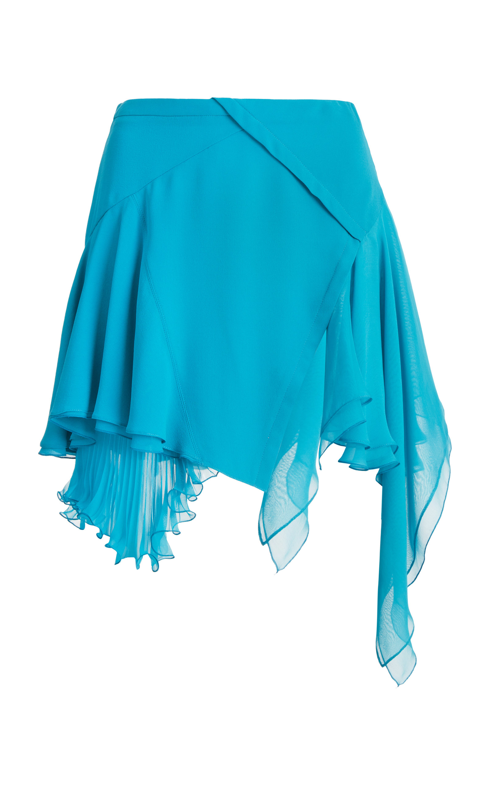 Shop Versace Asymmetric Silk Mini Skirt In Blue