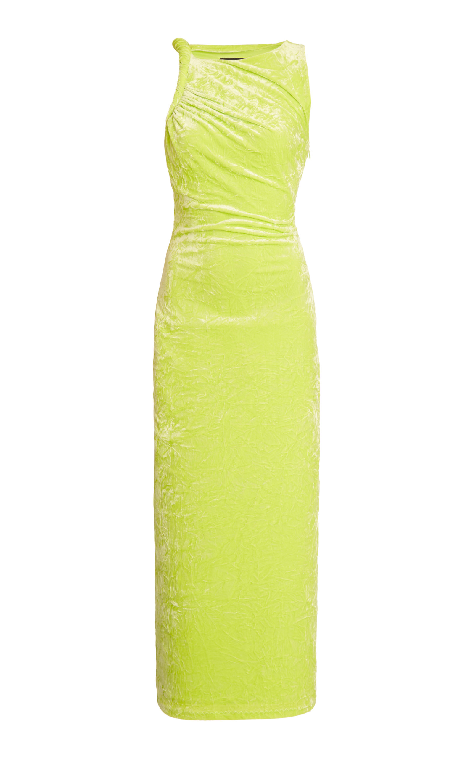 versace lime green dress 1997 Gianni Versace Lime Green & Black Embellished Silk High-Low Dress