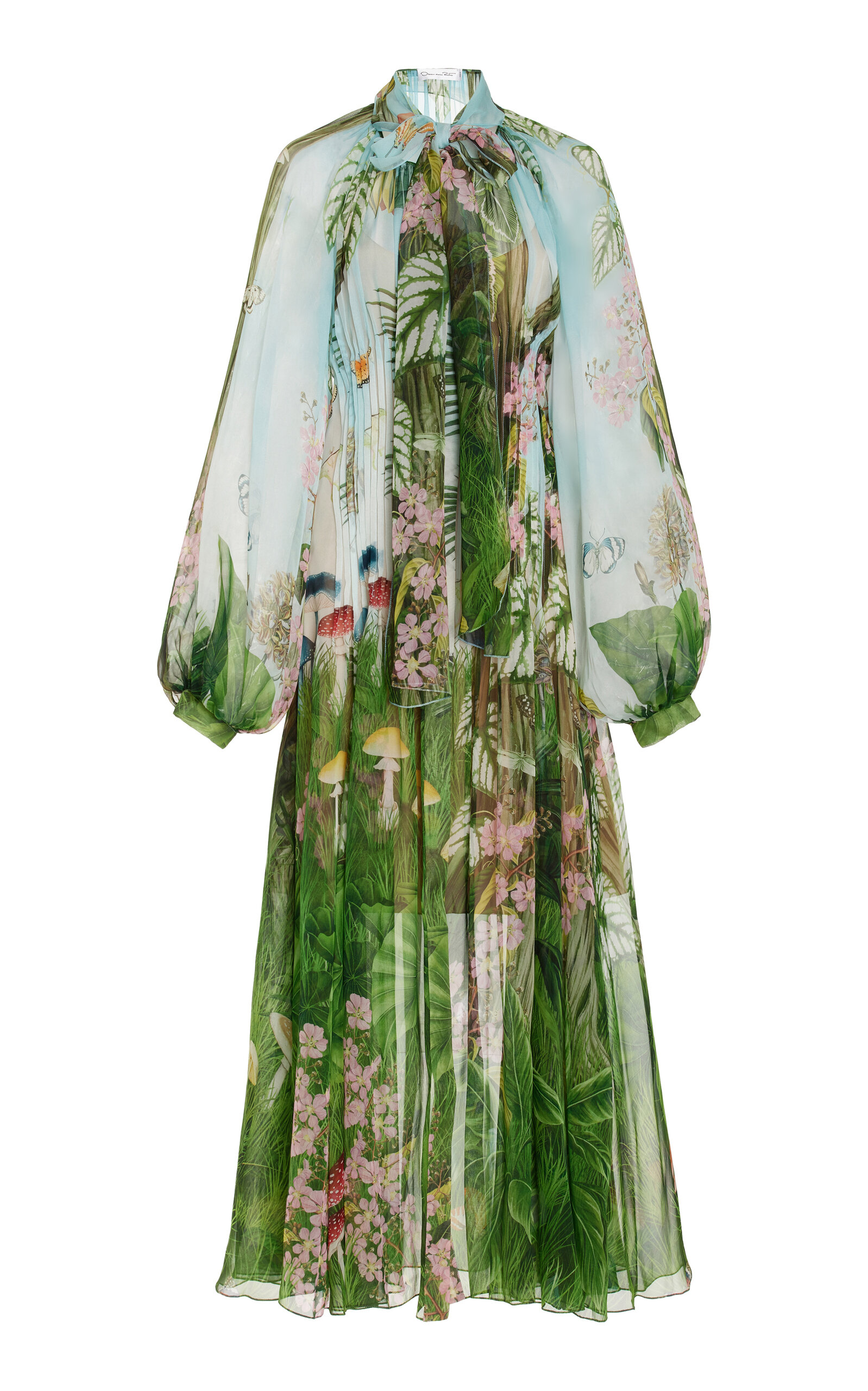 Oscar de la Renta Floral Silk Caftan - Multi