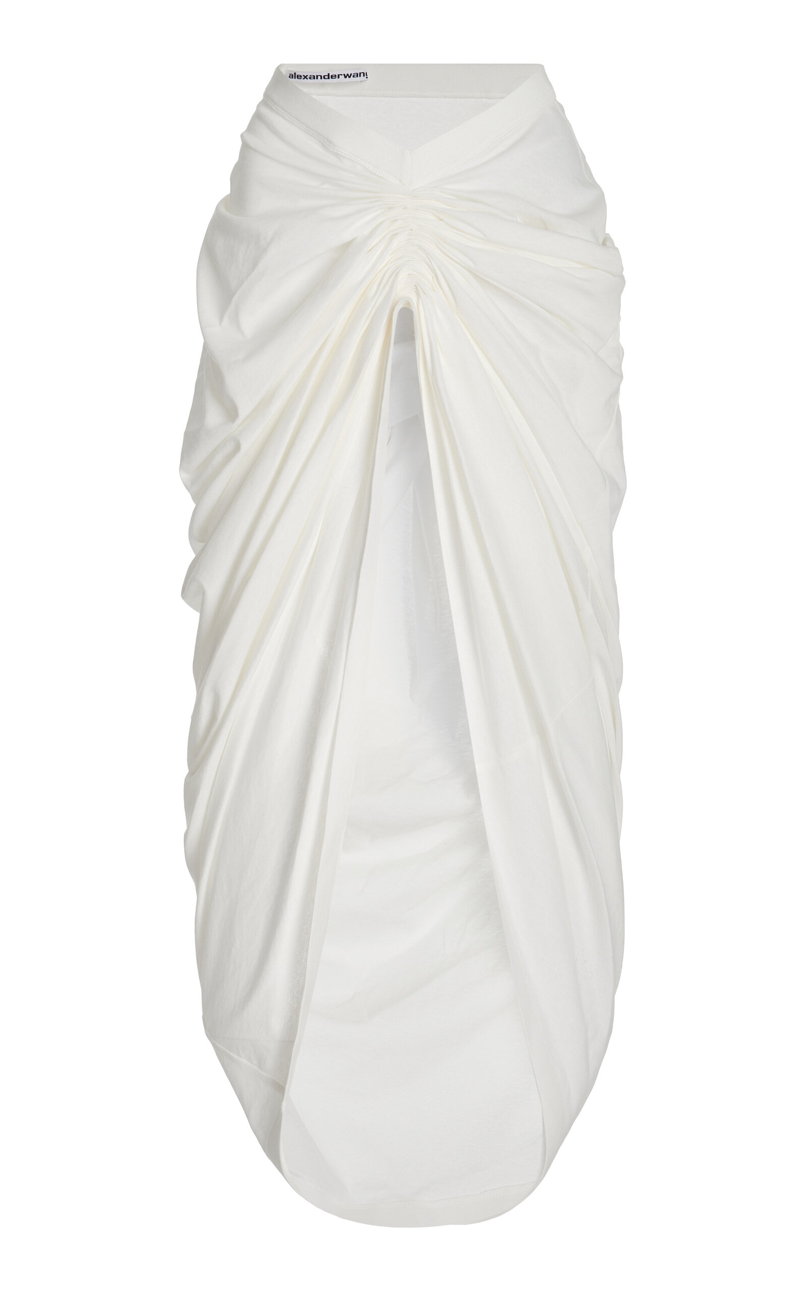 Alexander Wang Draped Cotton-blend Poplin Midi Skirt In White