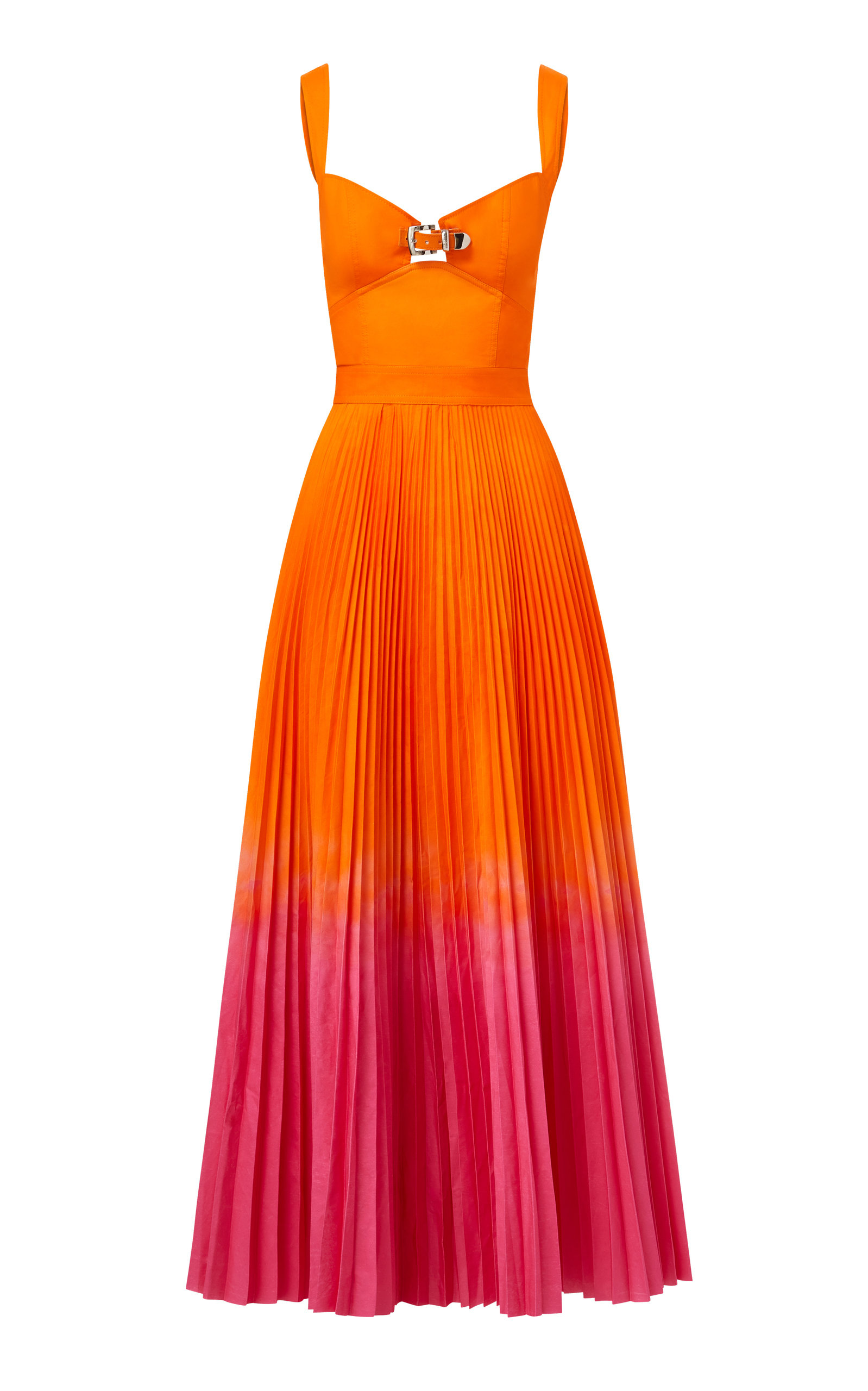 Brandon Maxwell Pleated Poplin Midi Dress