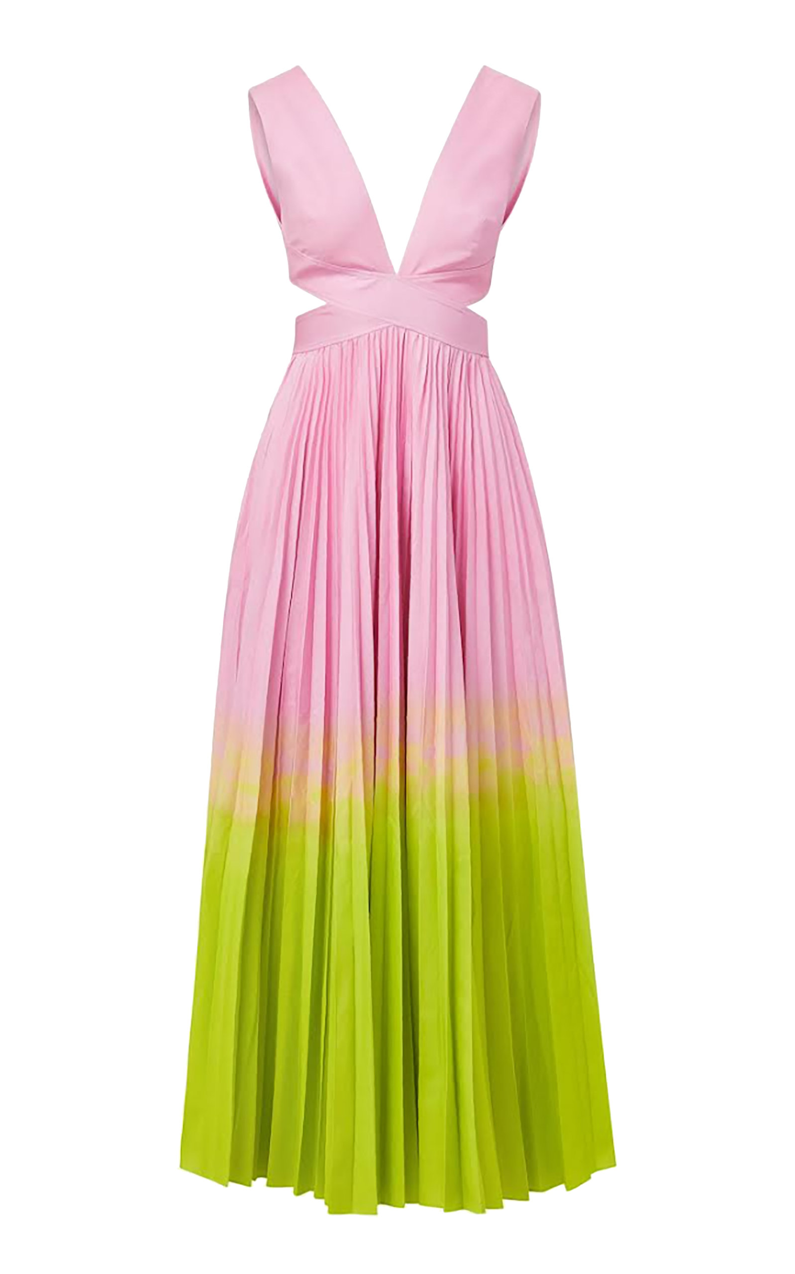 Click to view more detailed imagery on our partner's website Brandon Maxwell Women's Pleated Poplin Dress In Multi,white