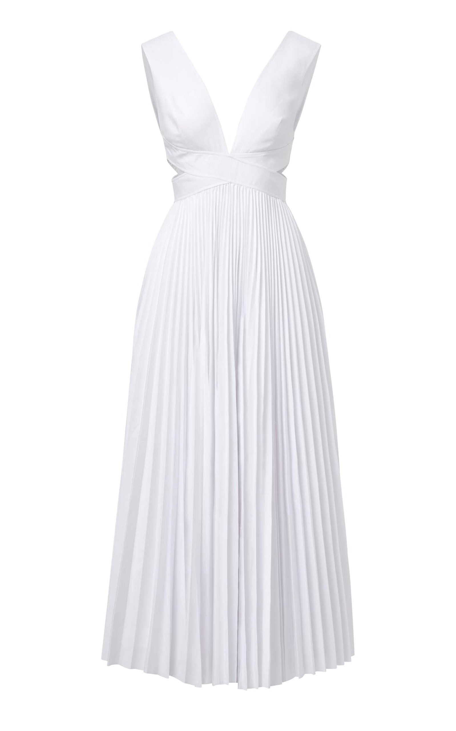 Brandon Maxwell Women's Pleated Poplin Dress In Multi,white