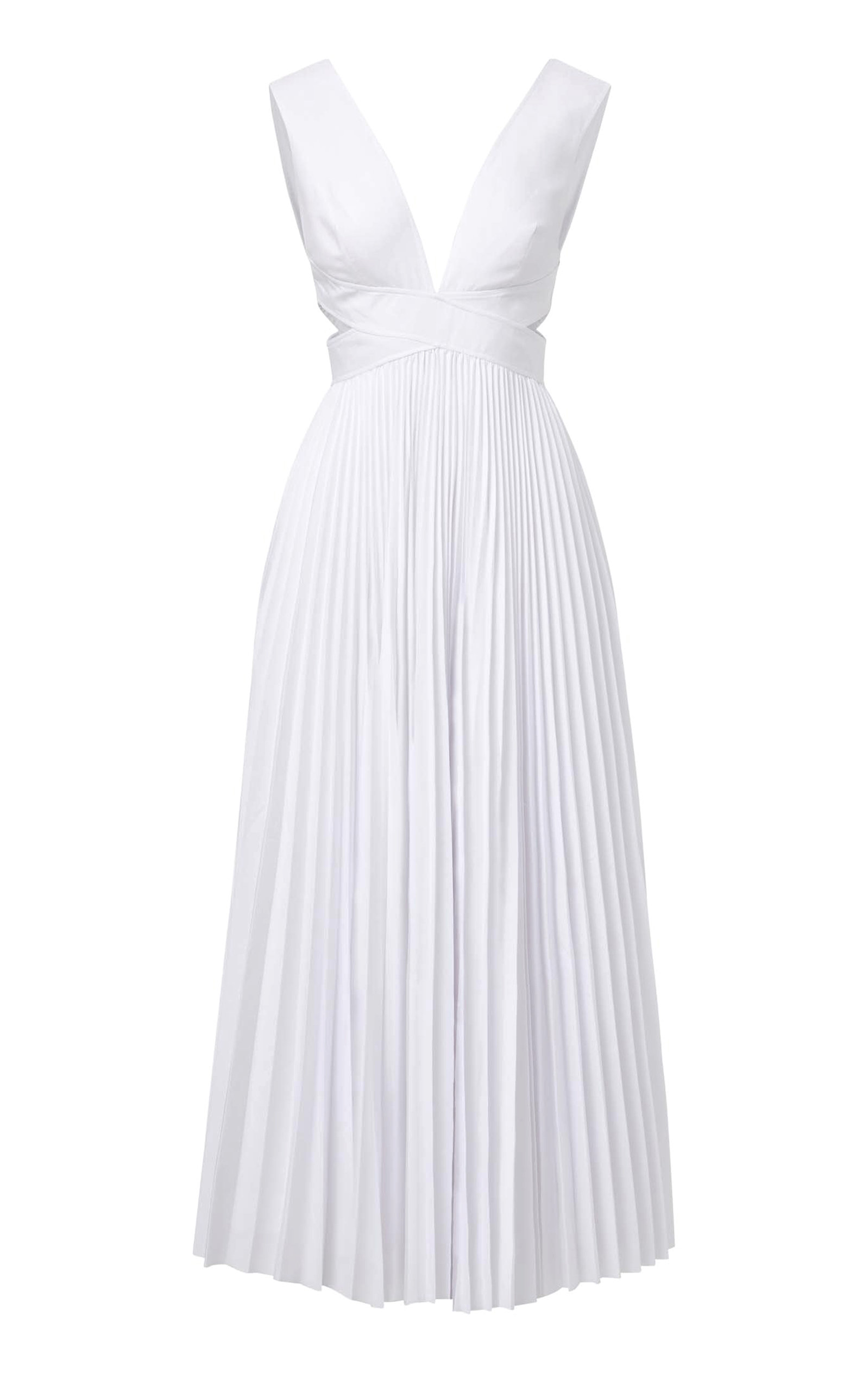Click to view more detailed imagery on our partner's website Brandon Maxwell Women's Pleated Poplin Dress In Multi,white
