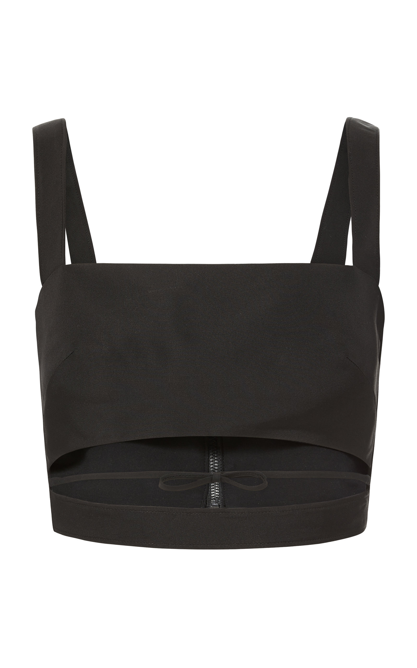 Brandon Maxwell Cotton-silk Cutout Cropped Top In Black