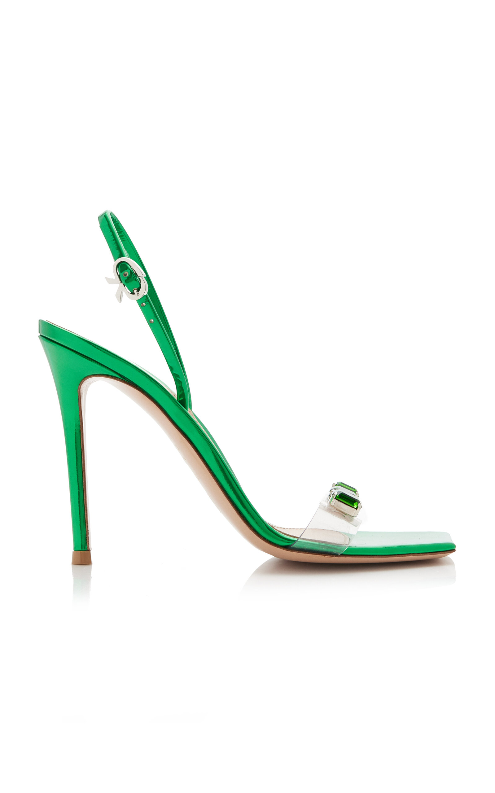 Gianvito Rossi 115mm Crystal-embellished Metallic Sandals In Green