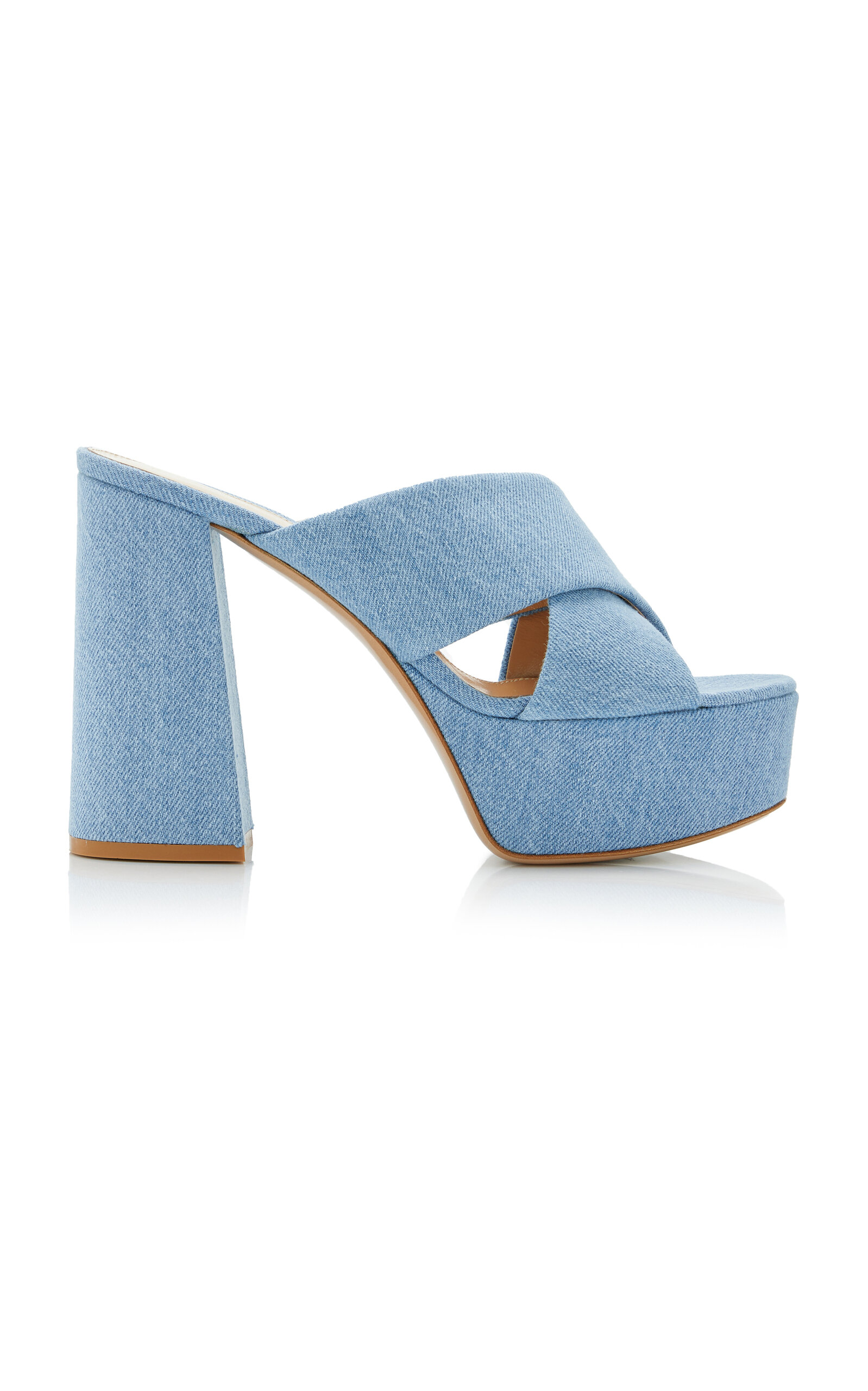 GIANVITO ROSSI SHERIDAN DENIM PLATFORM SANDALS