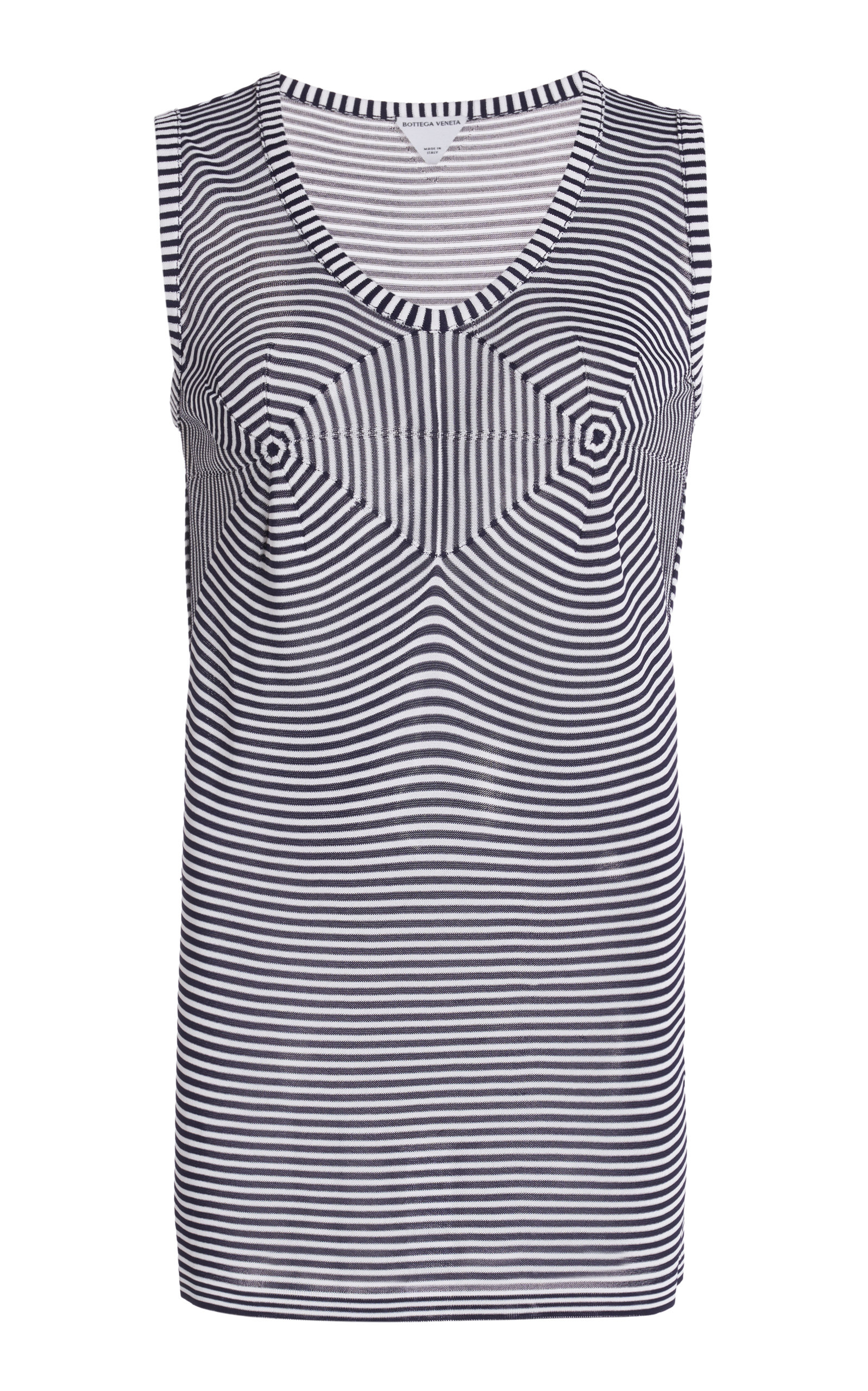 Bottega Veneta Striped Knit Tank Top In Navy