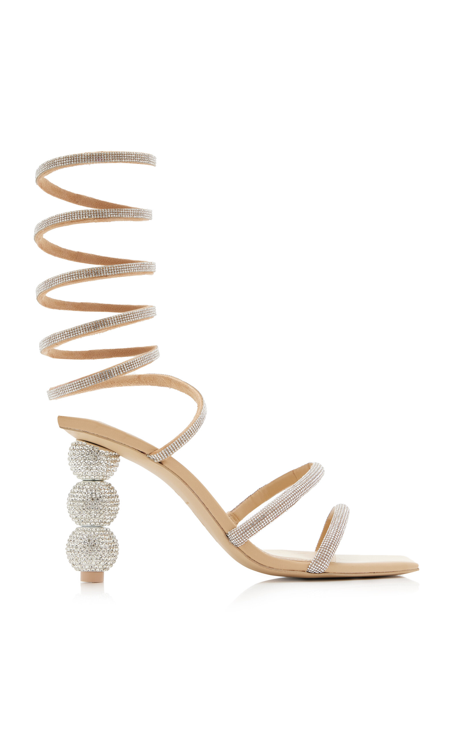 Cult Gaia Leslie Crystal-embellished Ankle-wrap Sandals In White