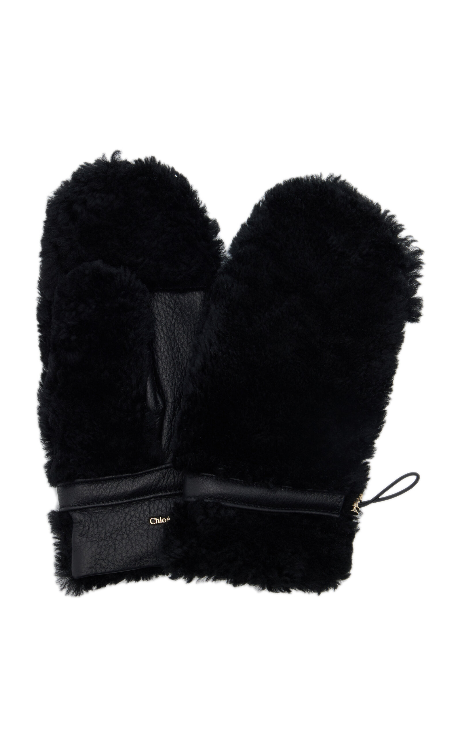 Chloé Women's Shearling Leather Gloves In Black ModeSens