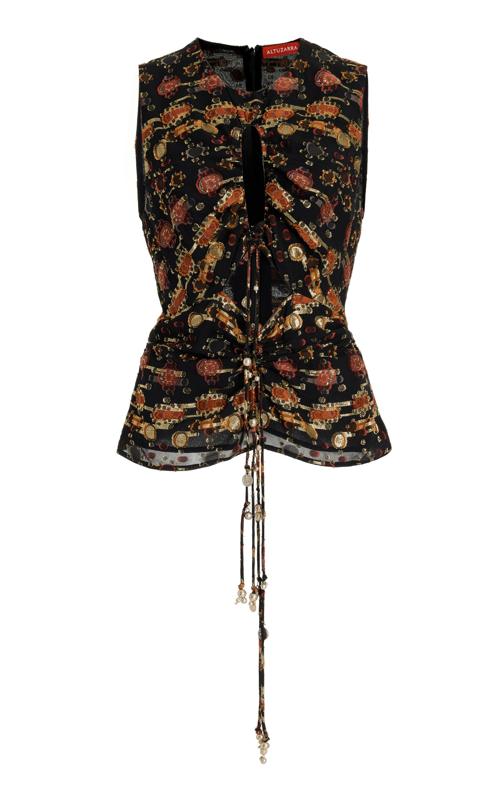 Altuzarra Nome Metallic Jacquard Cutout Silk Blend Top In Print