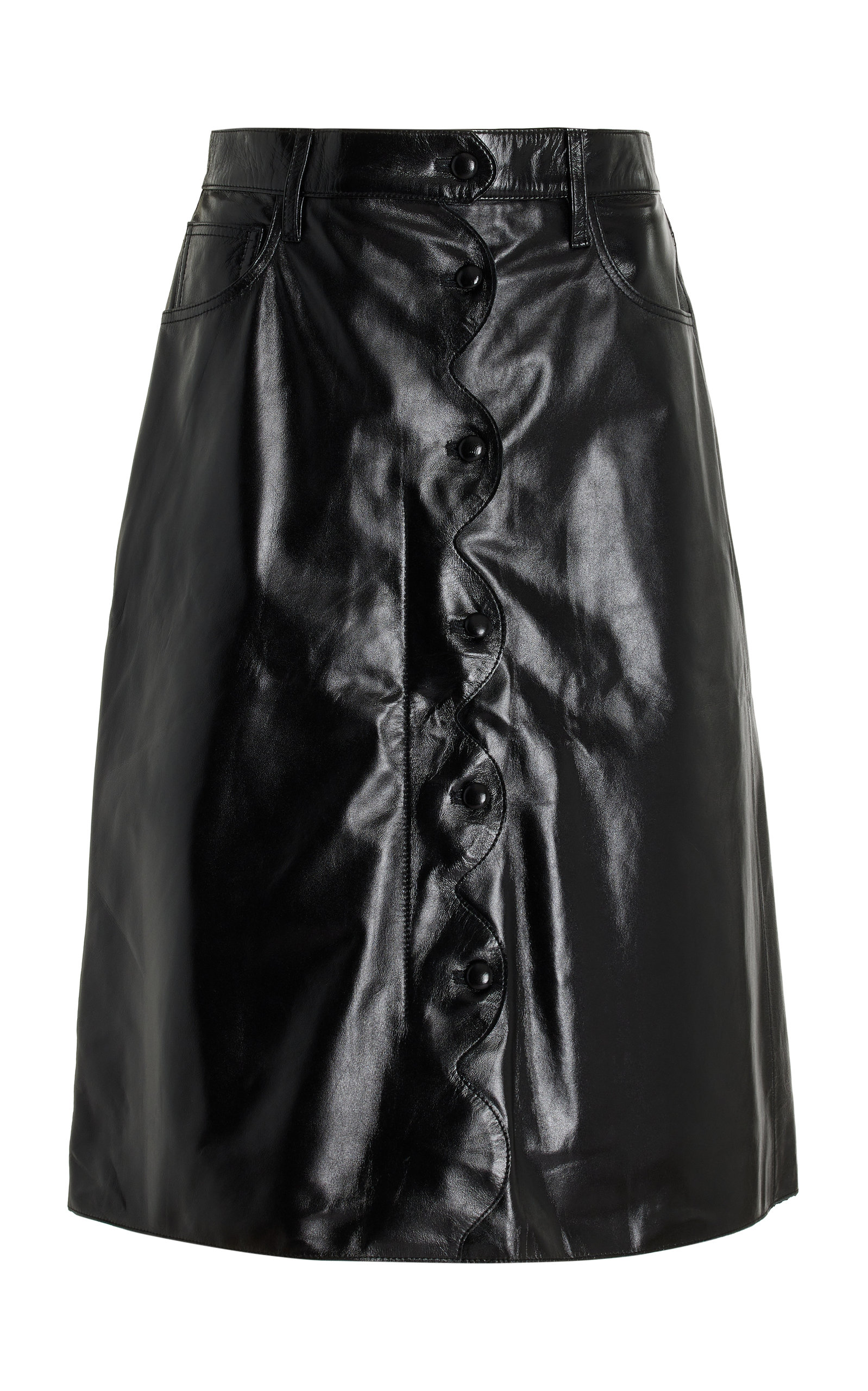 CITIZENS OF HUMANITY SCALLOPED PATENT LEATHER MIDI SKIRT